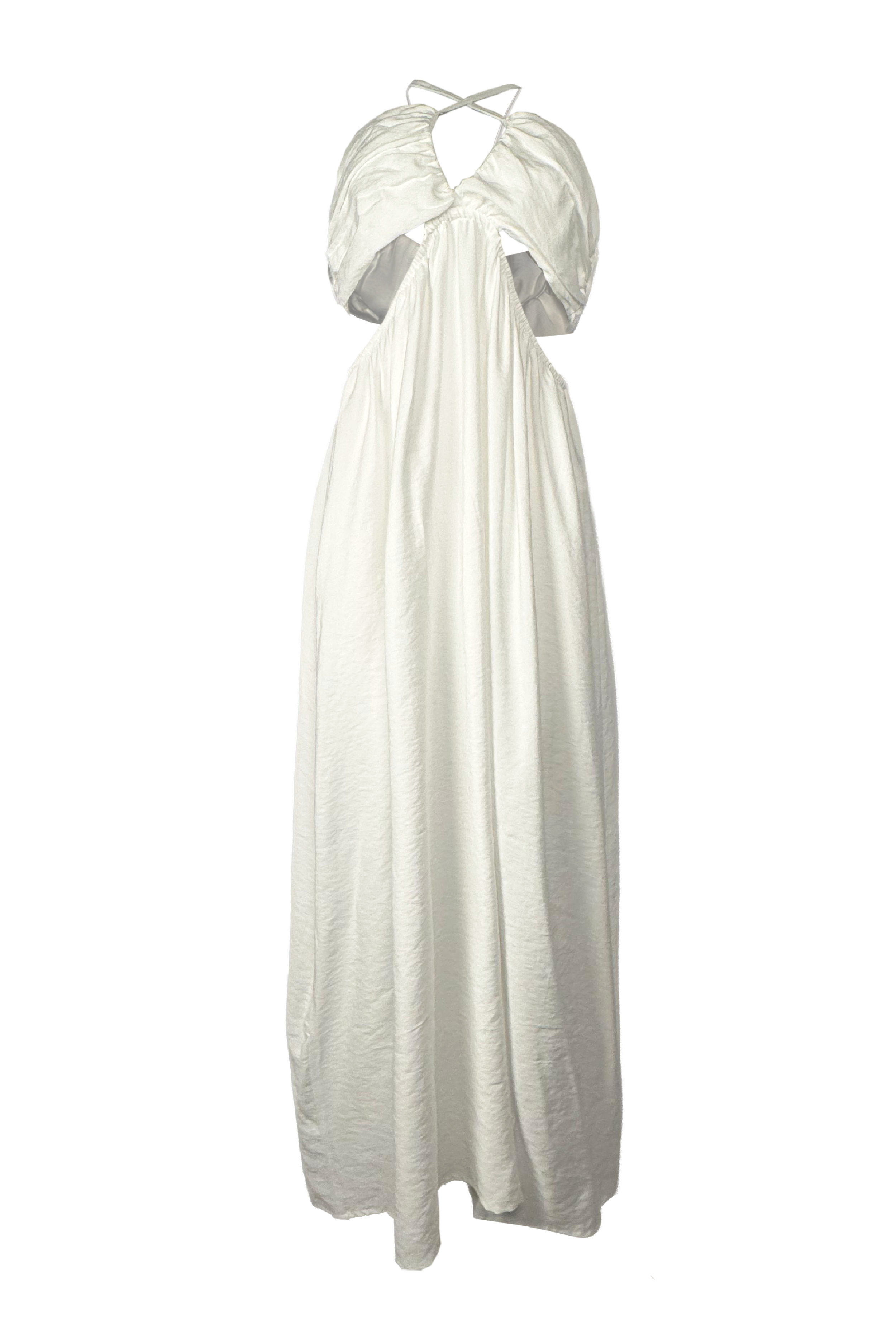 PTJ290312 vestido largo de tiras color blanco