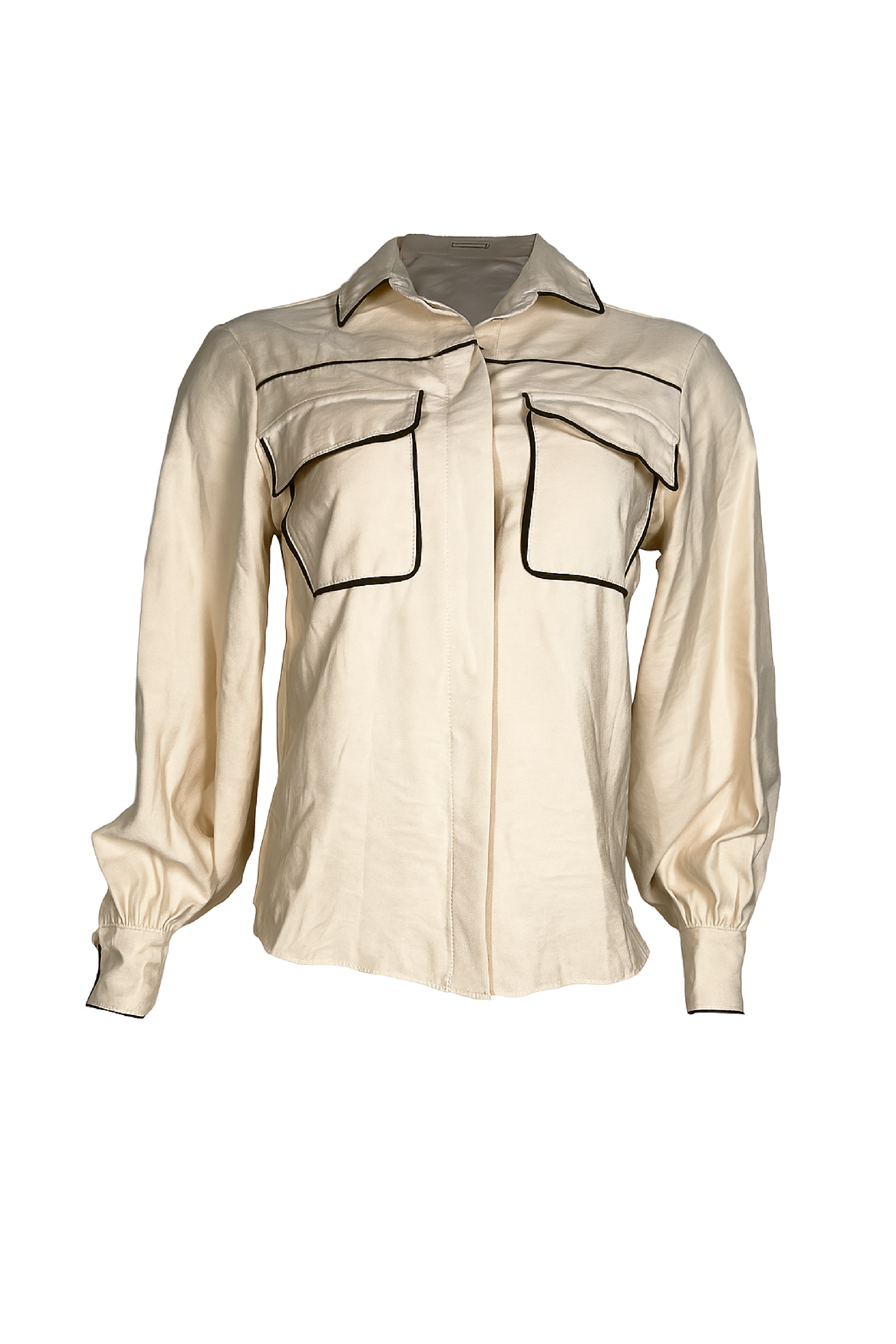PTJ29423000 blusa beige con línea café