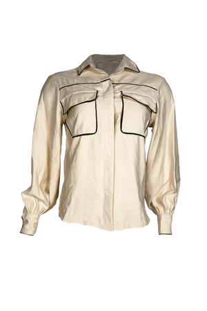 PTJ29423000 blusa beige con línea café
