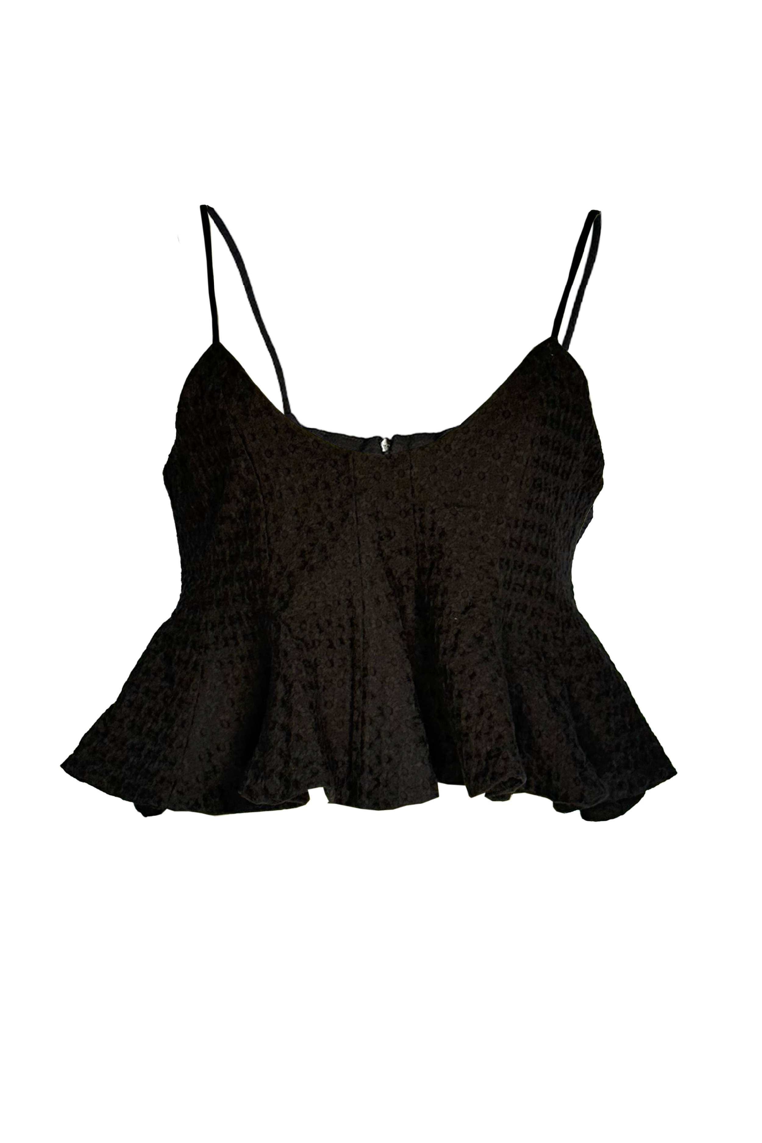 PTJ295401000 blusa de tiras con textura color negro