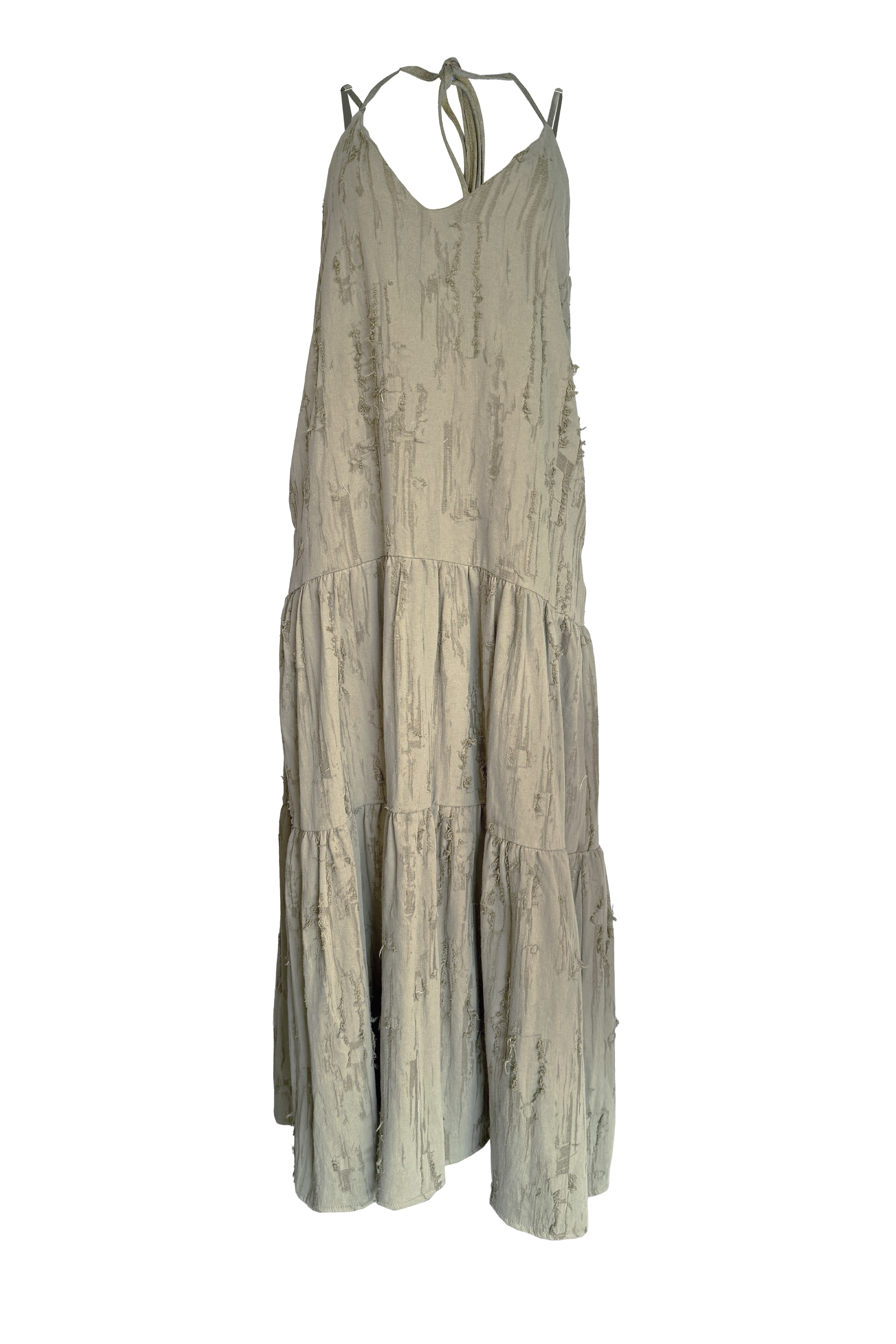 PTJ29560100 vestido oversize verde con tiras
