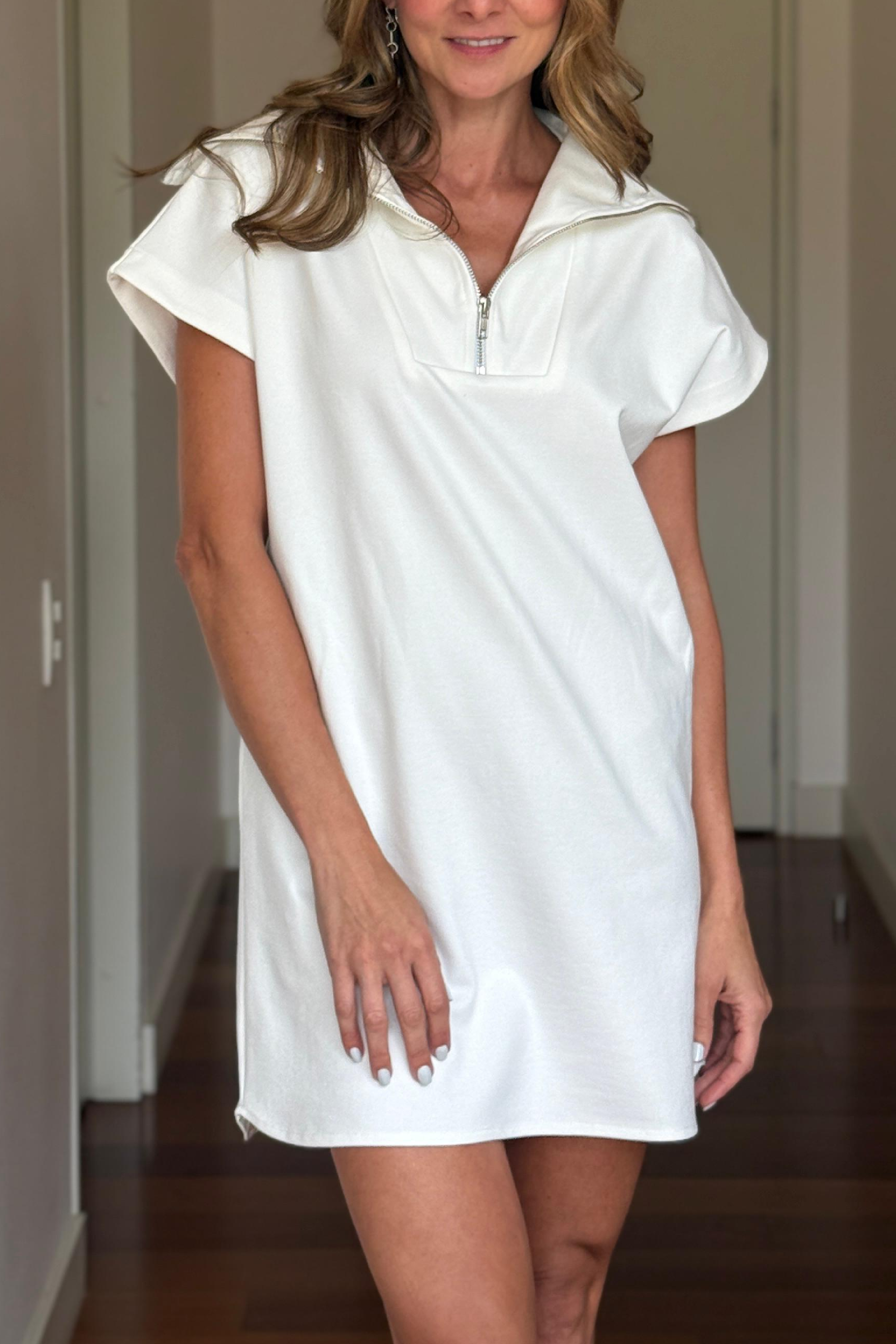 PTJ297129 vestido corto blanco con cierre