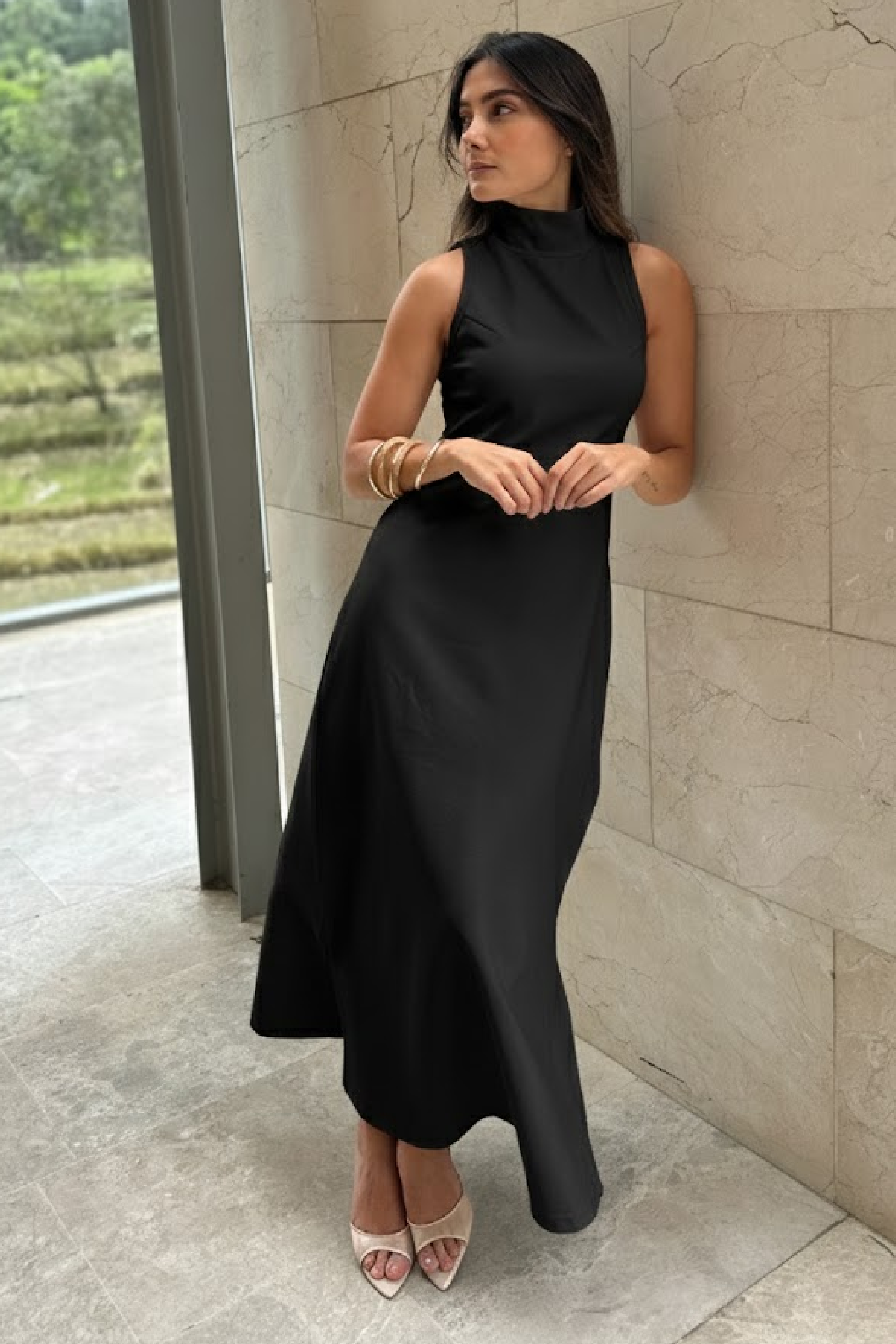 PTJ297329000 vestido amplio cuello tortuga 
