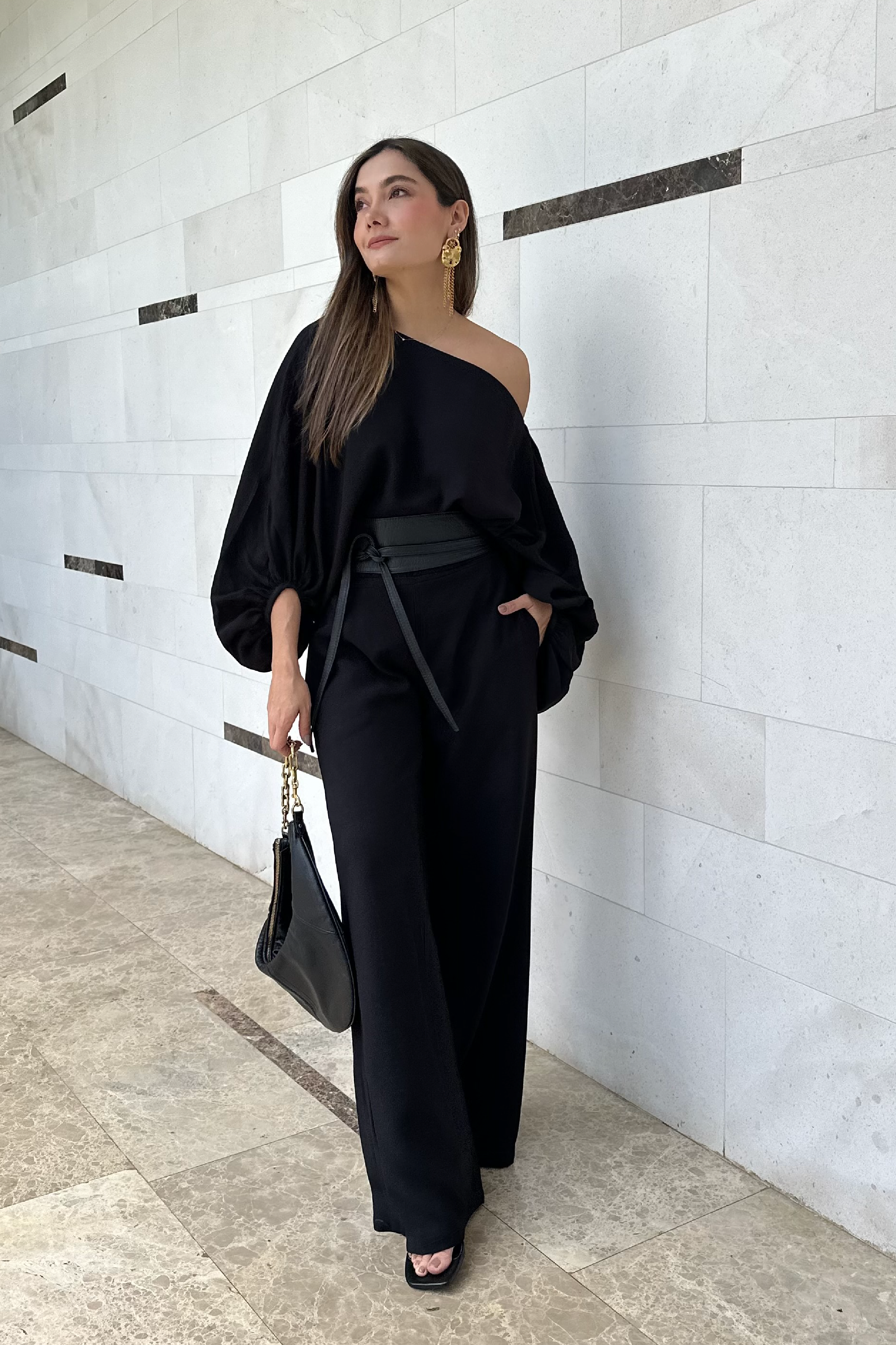 Blusa amplia cuello bandeja Maeva