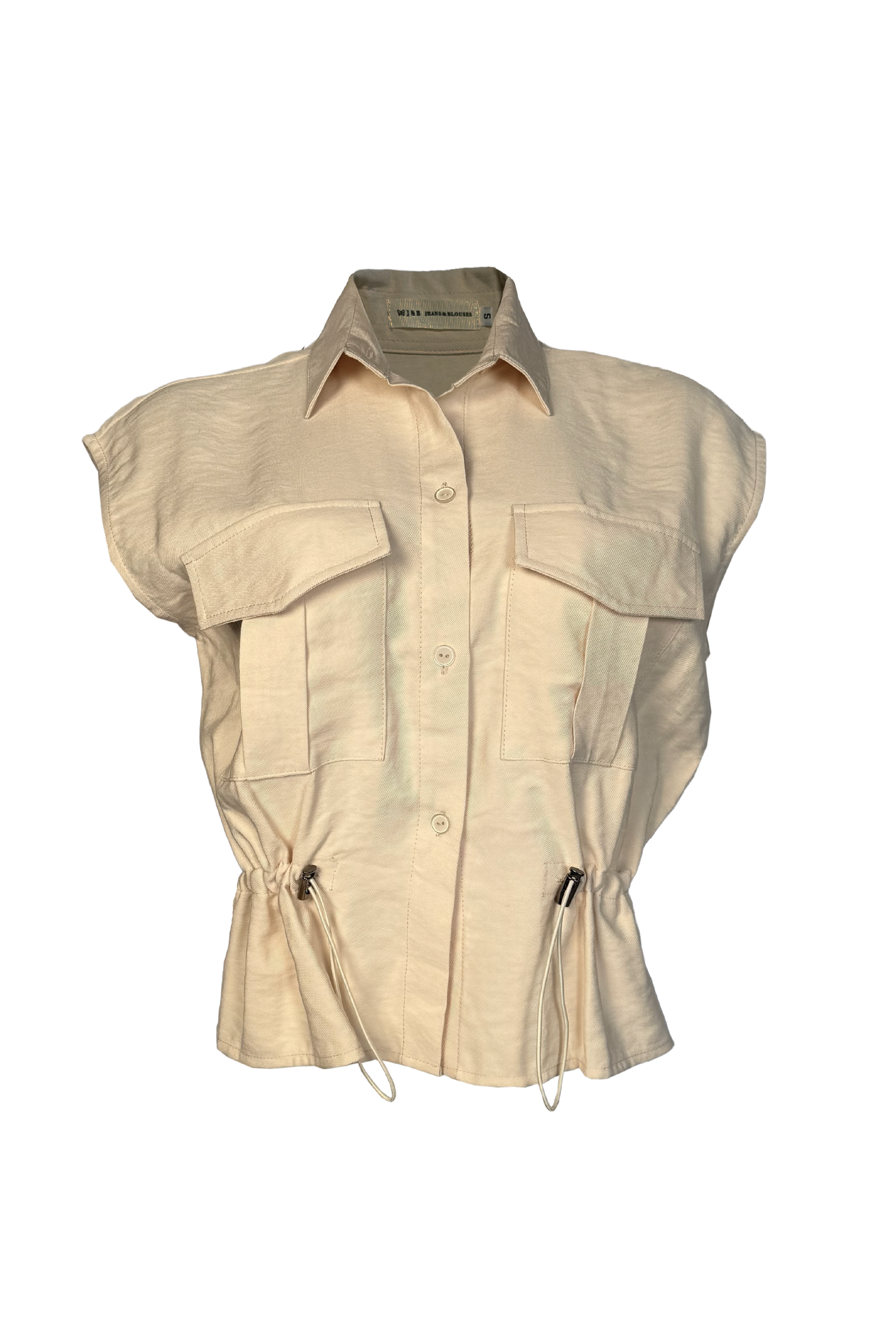 PTJ29833000 blusa de bolsillos con elásticos