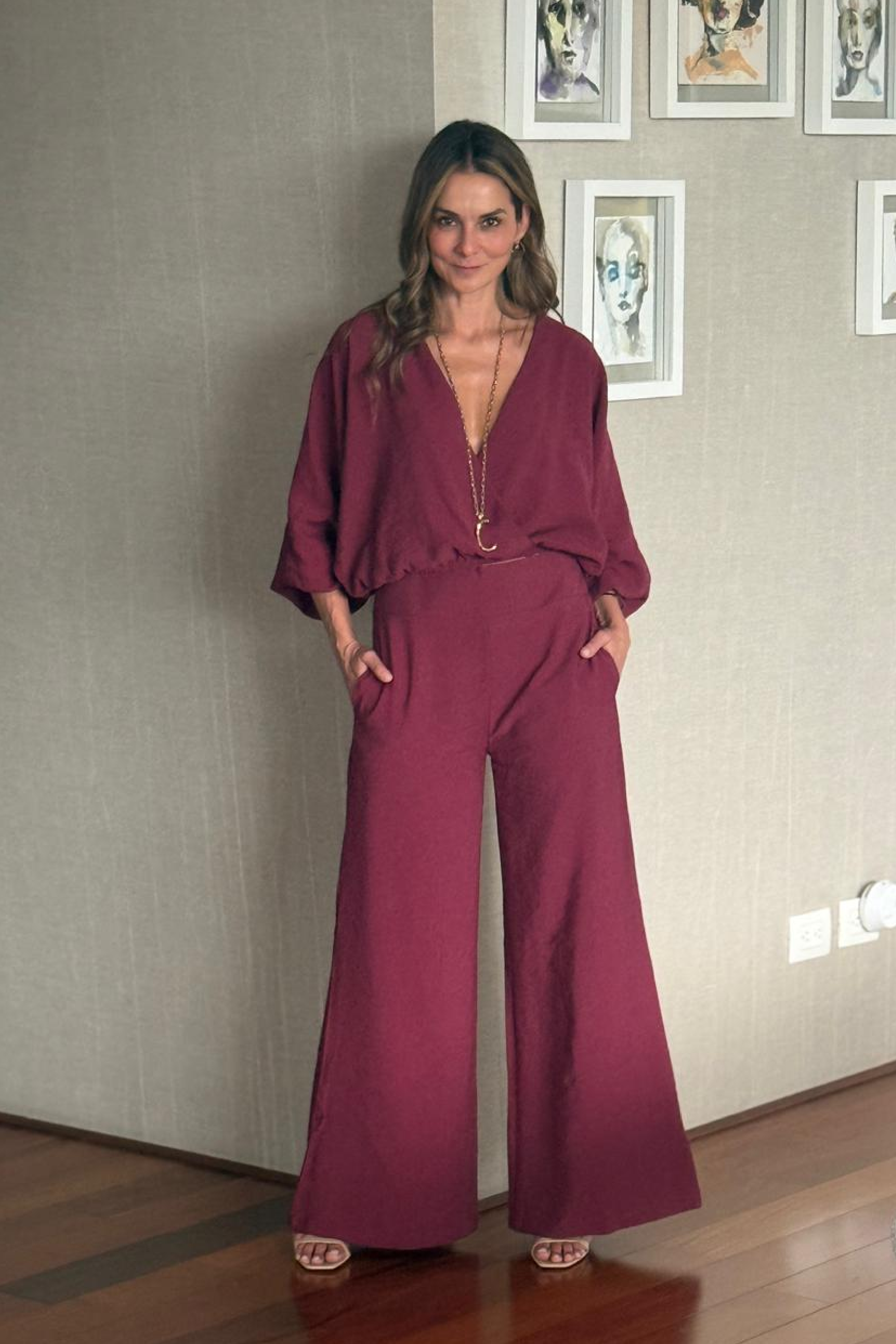 PTJ2984300 blusa mangas largas con pantalón resortado con bolsillos 