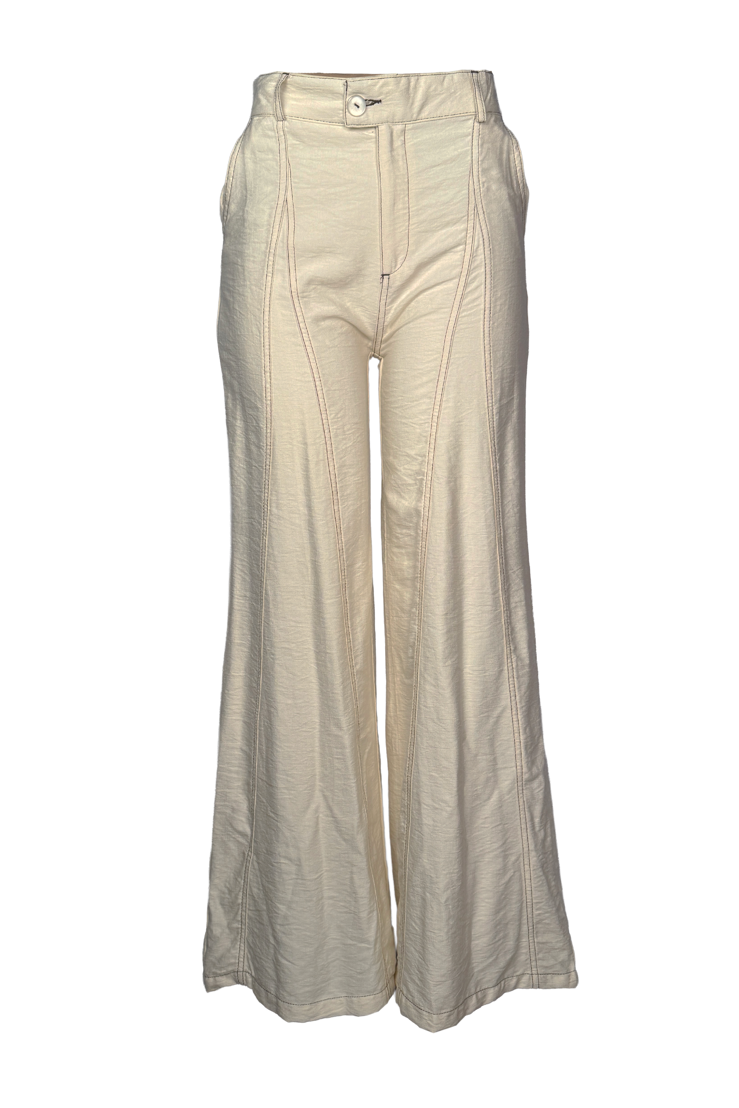 PTJ298529 pantalón amplio con costuras visibles color beige