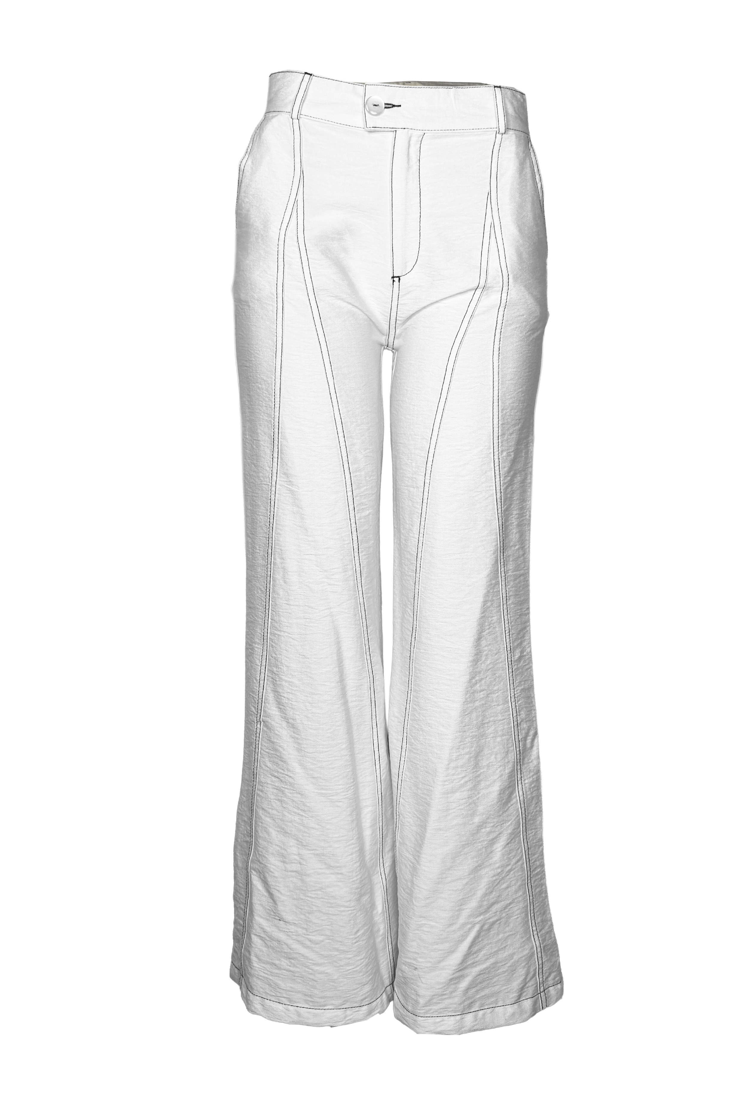 PTJ298529 pantalón amplio con costuras visibles color blanco