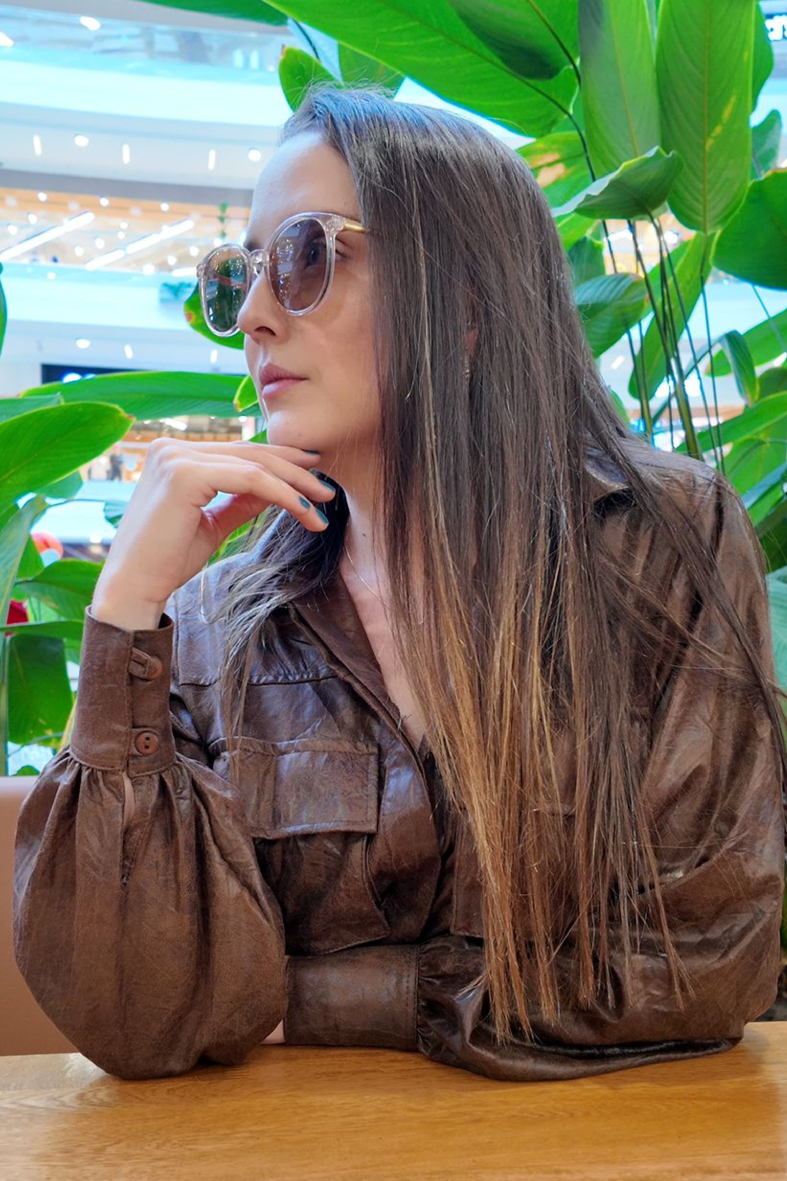 PTJ29912400 camisa con textura manga larga color café