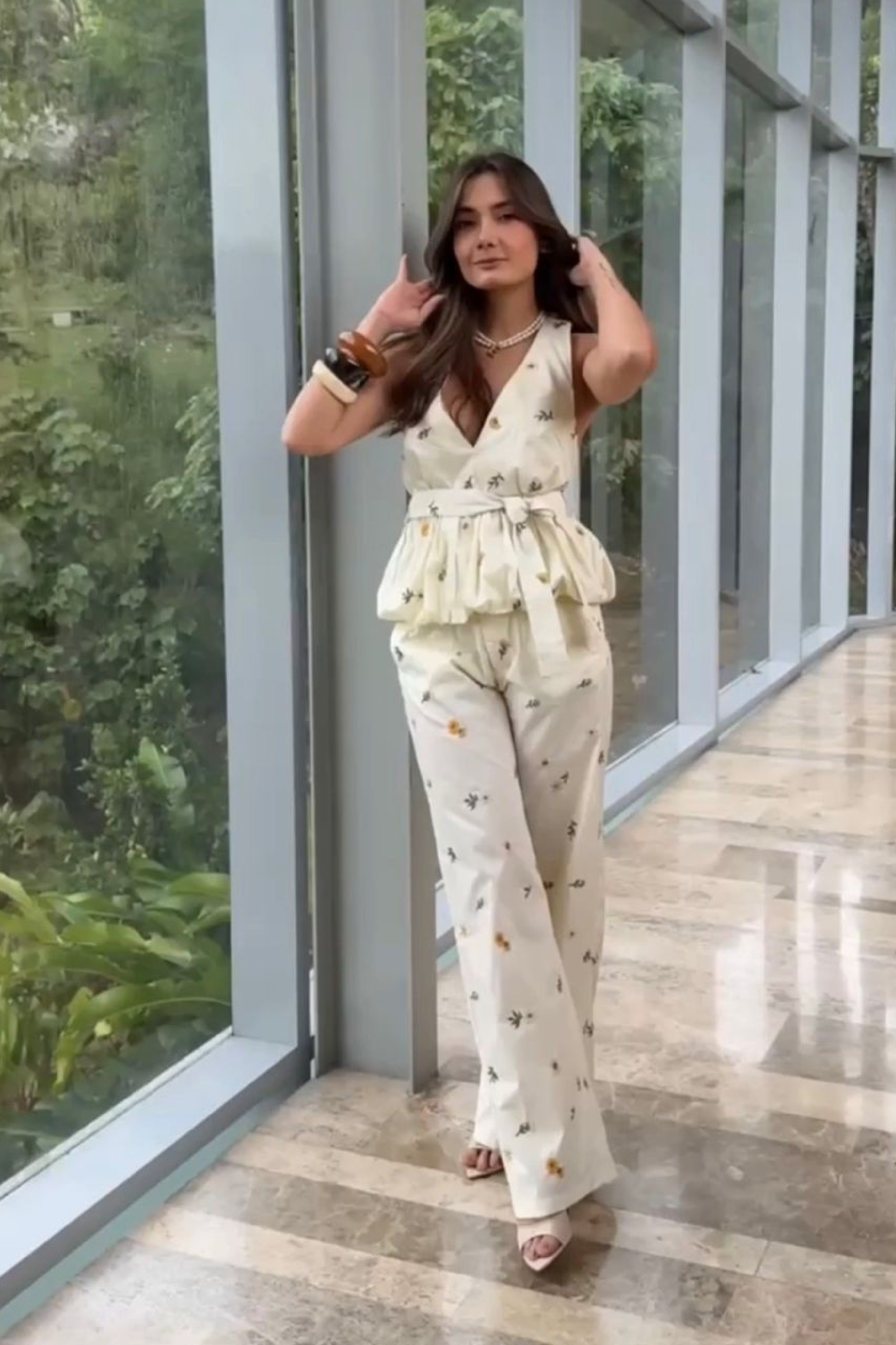 PTJ299501 blusa con pantalón floral 