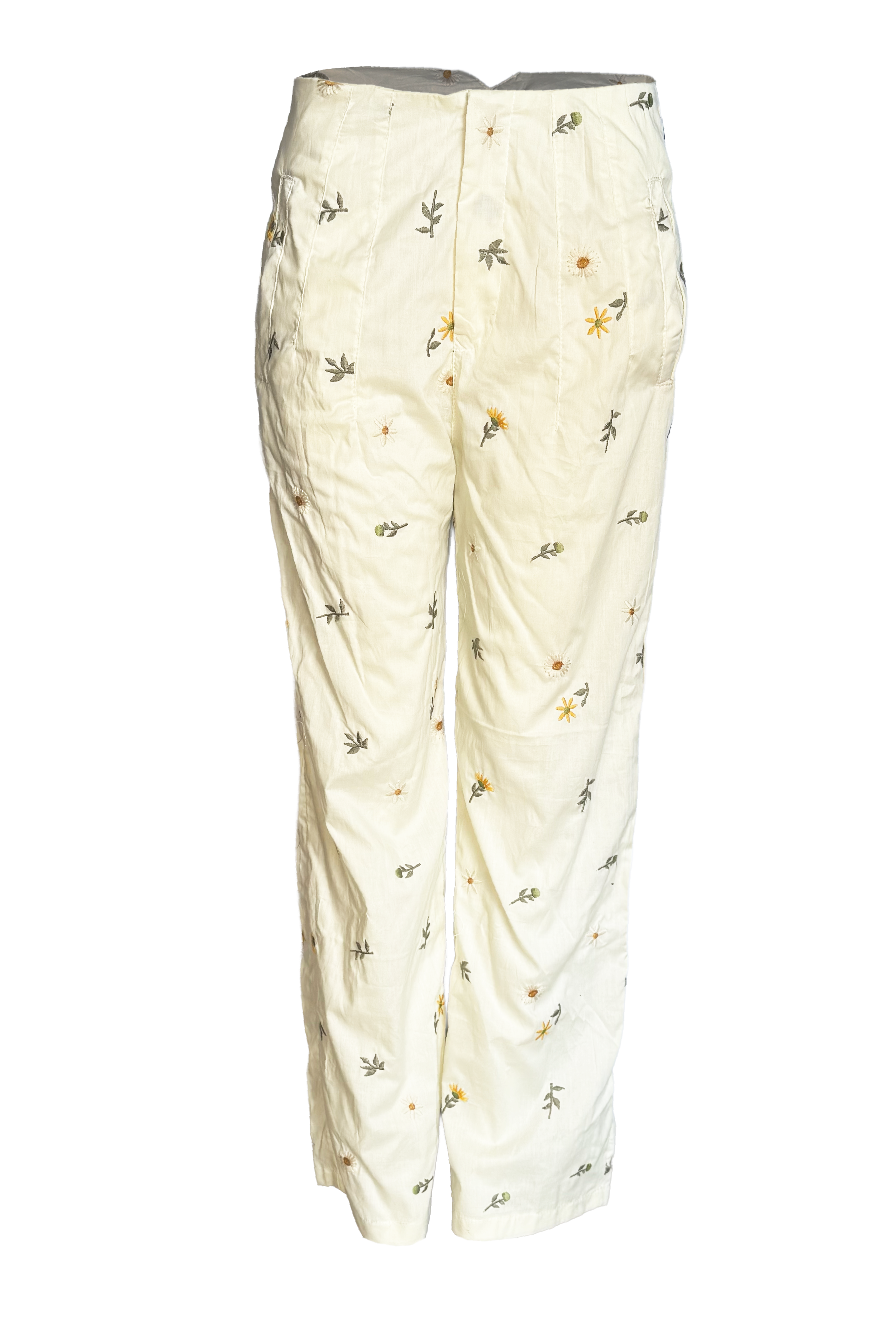 PTJ2997 pantalón con figuras botánicas