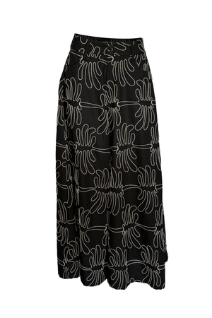PTJ300010 pantalón bordado palazzo negro