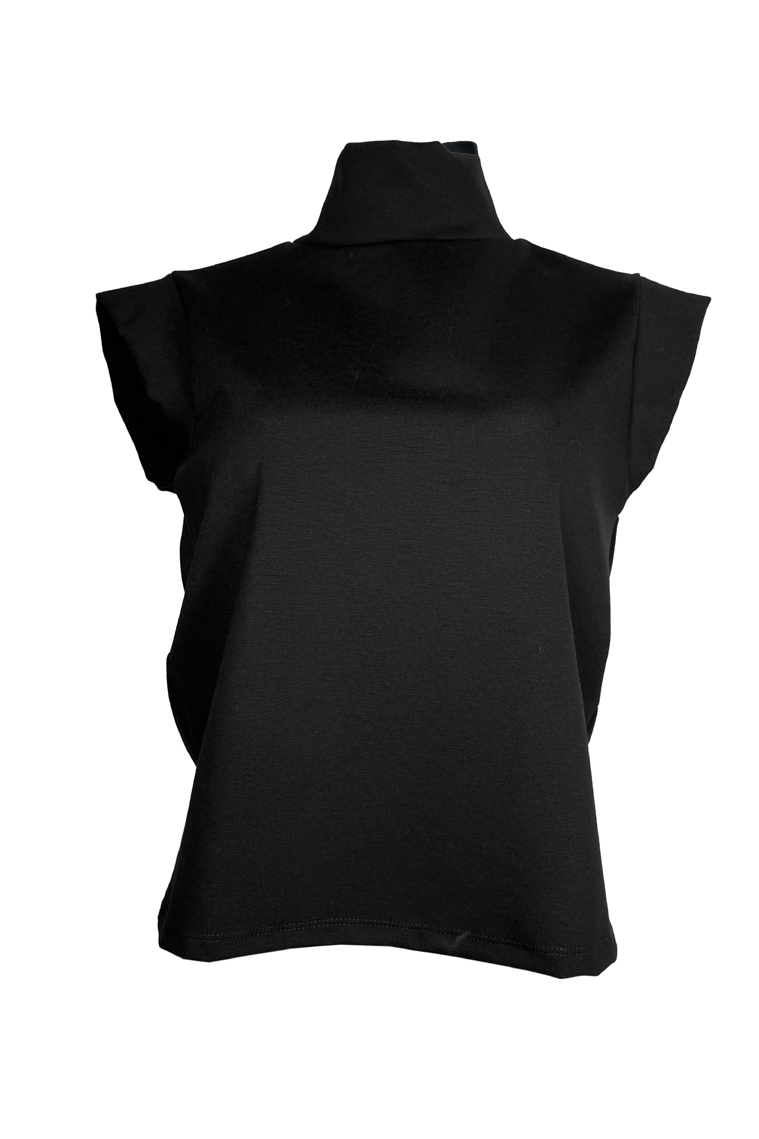 PTJ302229 blusa con cuello tortuga sin mangas color negro