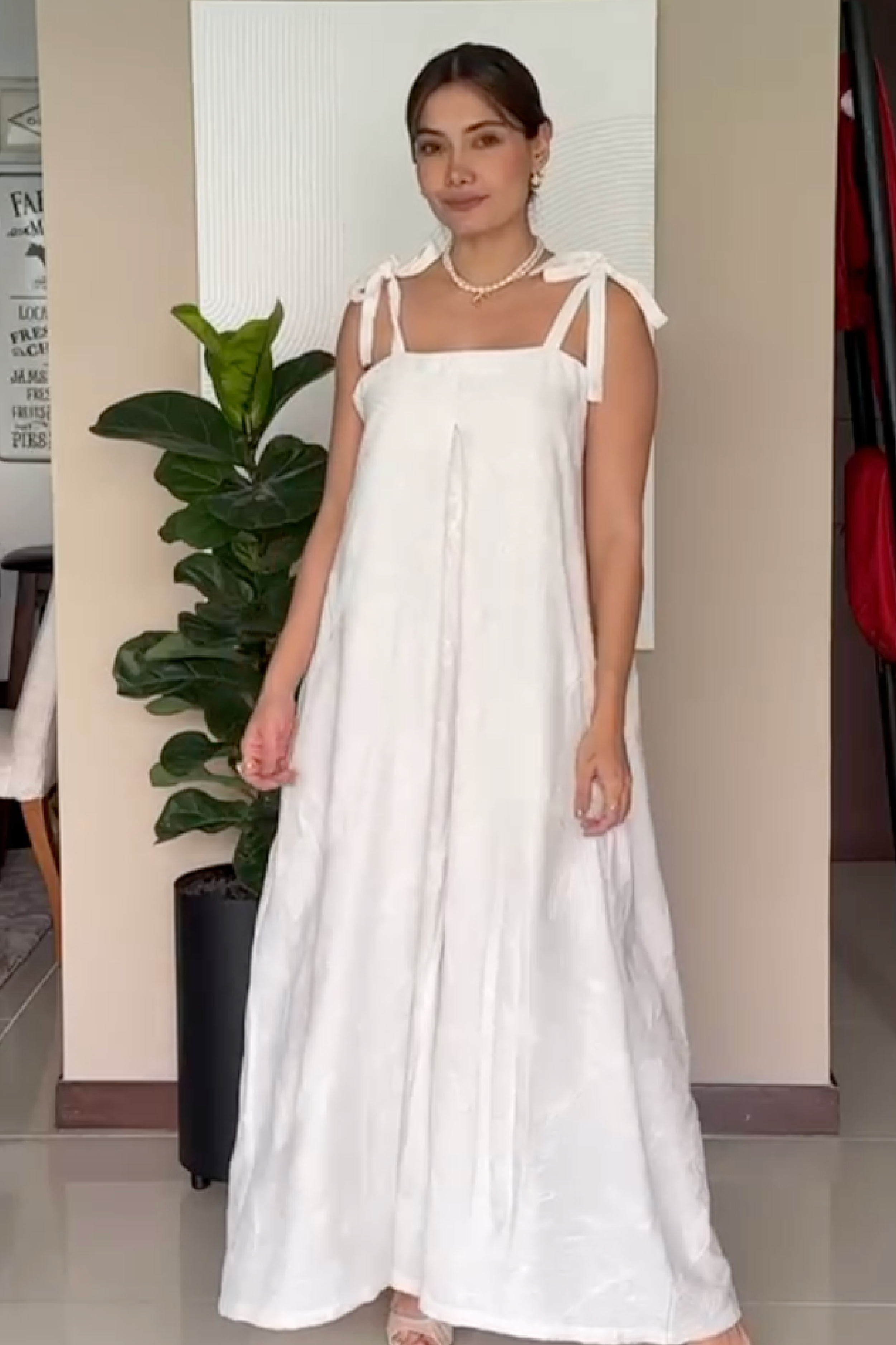 PTJ302629 enterizo oversize color blanco con lazos en los hombros 