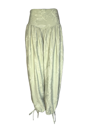 PTJ3028 pantalón aladino con tiras y tela de bordados 