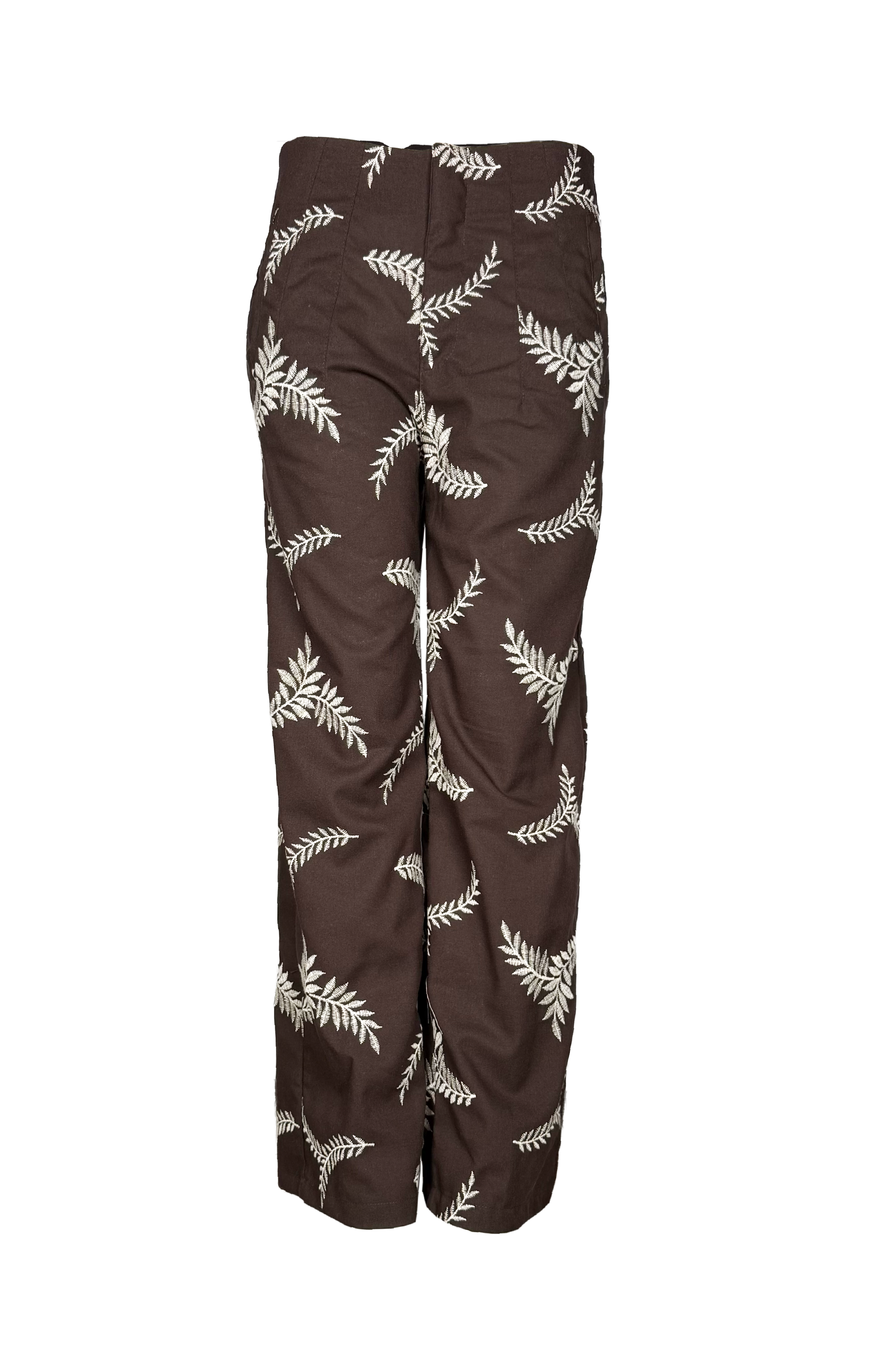 PTJ303319 pantalón bordado color café