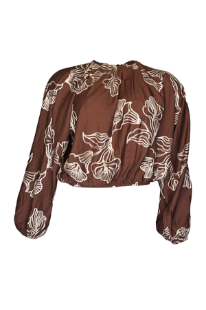  PTJ3039 blusa café con bordado