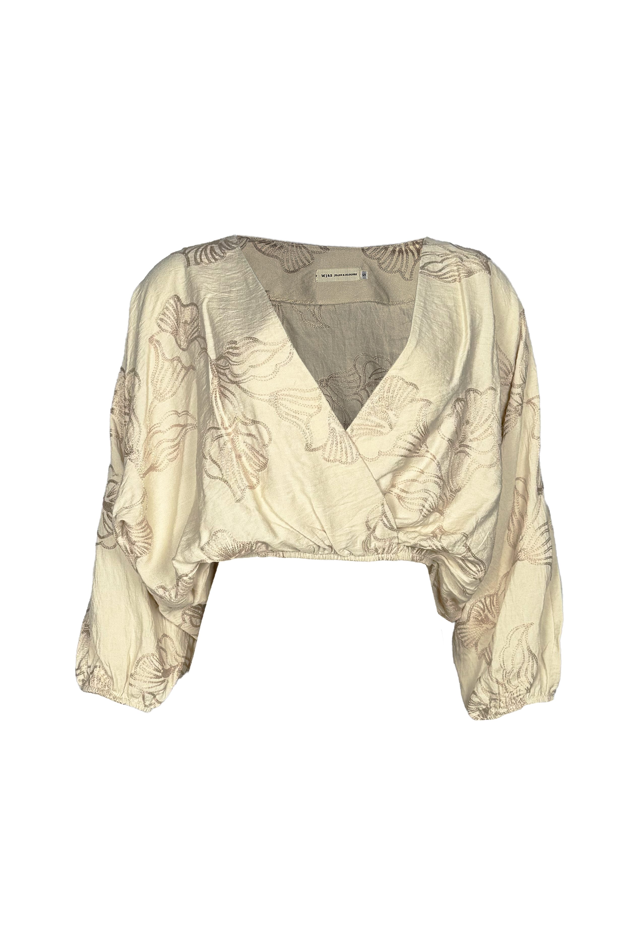 PTJ304029 Blusa escote en v en tela bordada