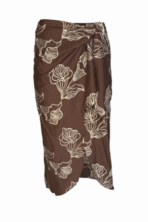 PTJ30432 falda midi color café con bordados