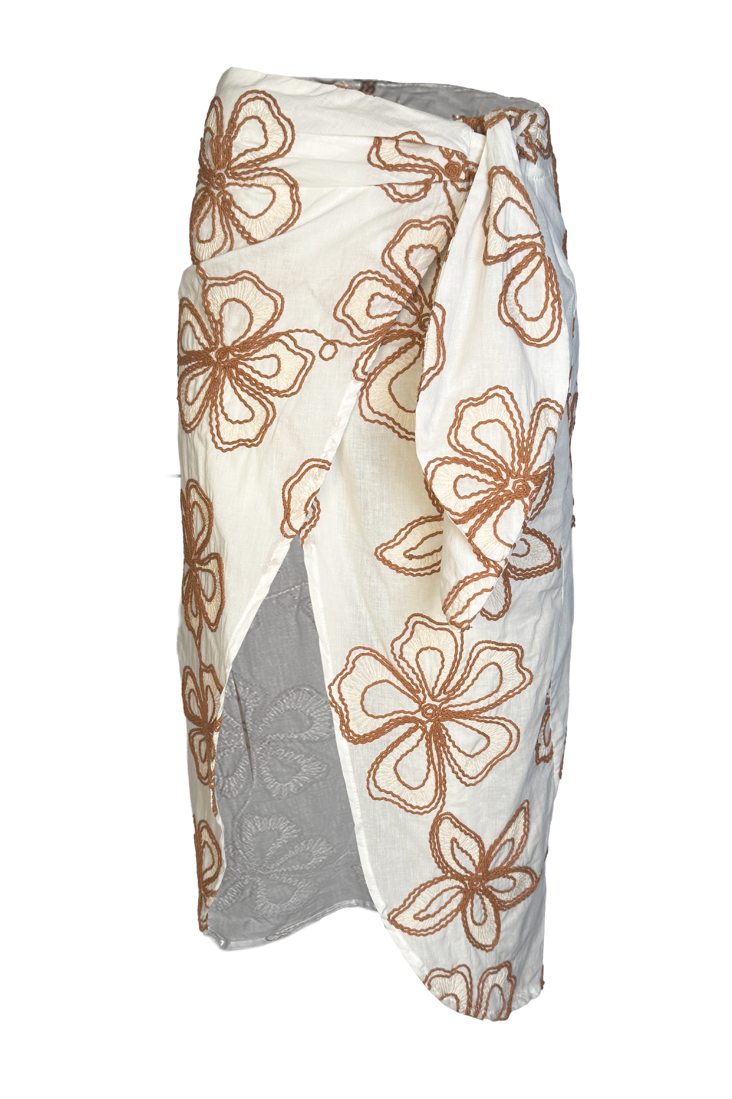PTJ3044 falda midi con bordados flores
