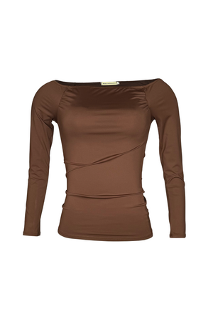 PTJ305319 blusa cuello bandeja color café