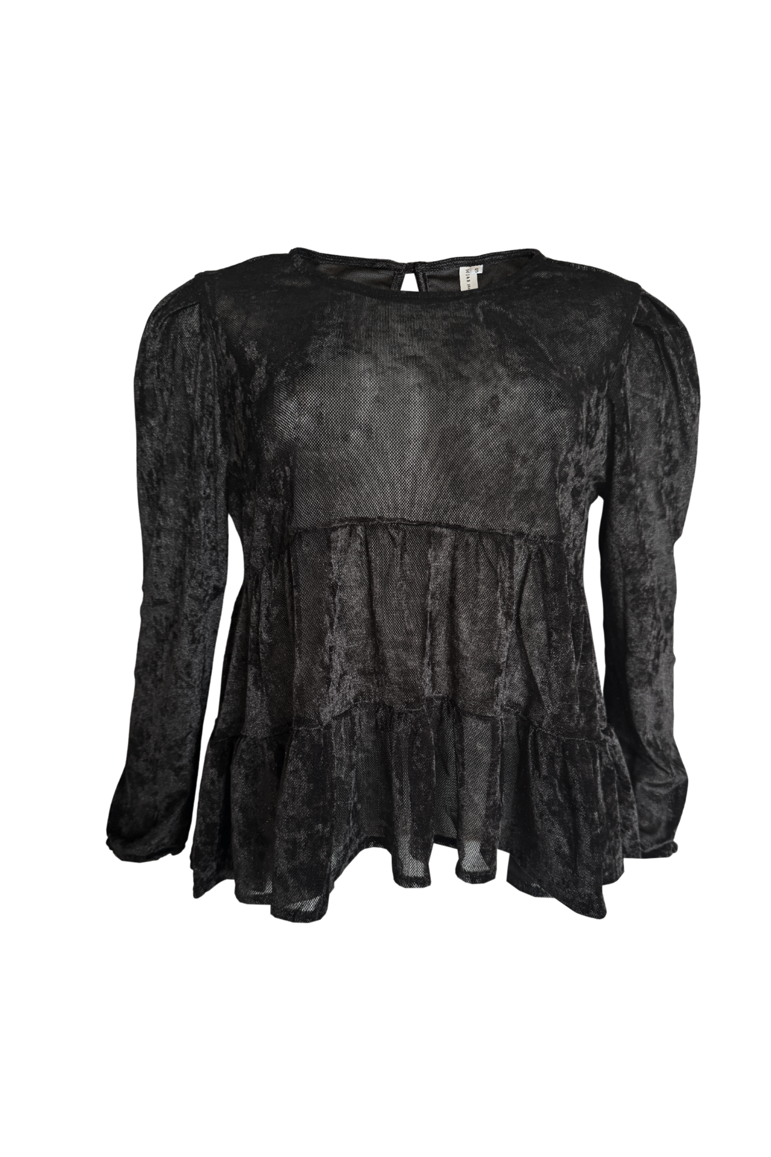 PTJ305819 blusa semi transparente color negro con boleros. 