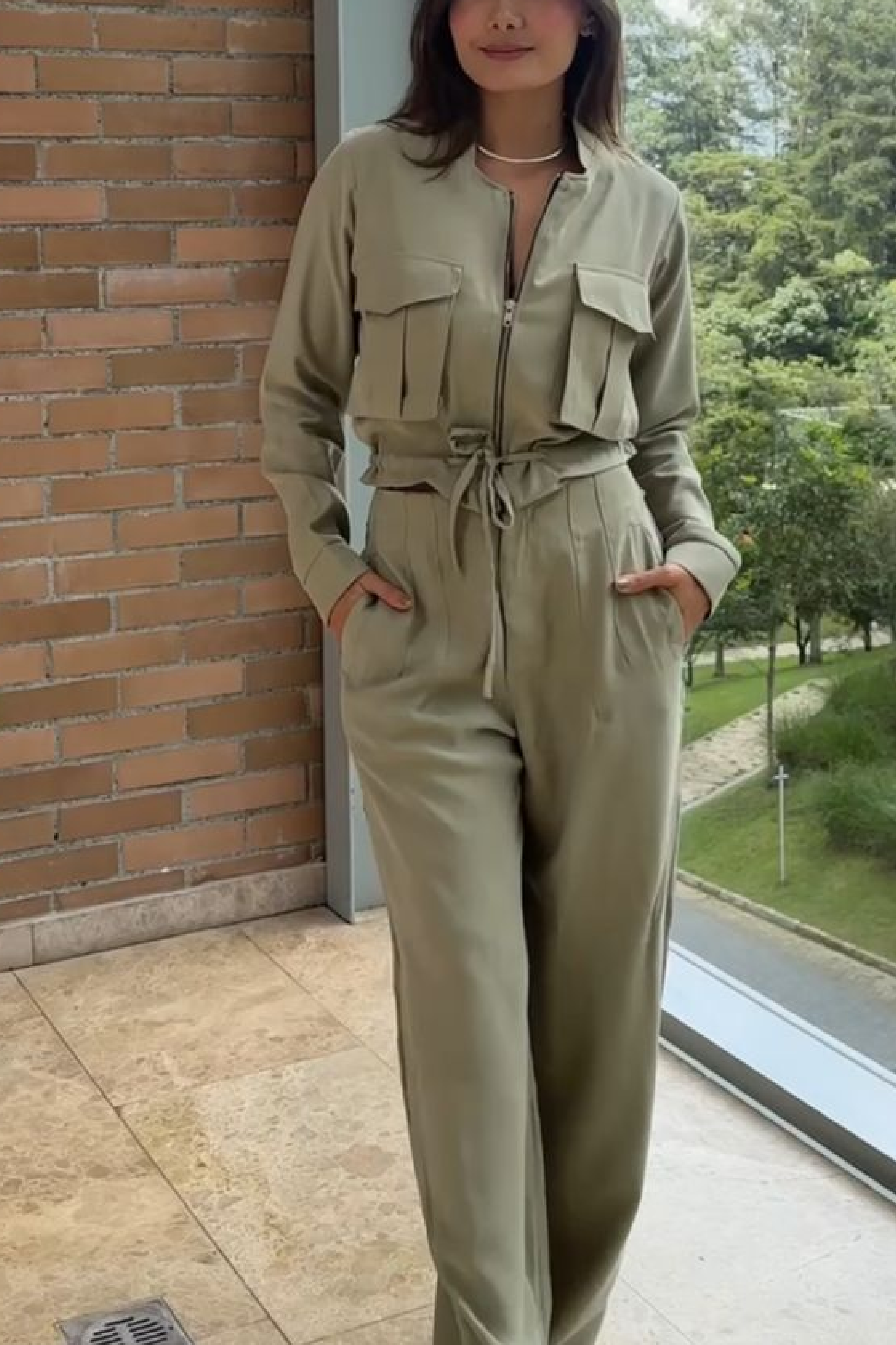 PTJ306829000 pantalón con bolsillos para mujer