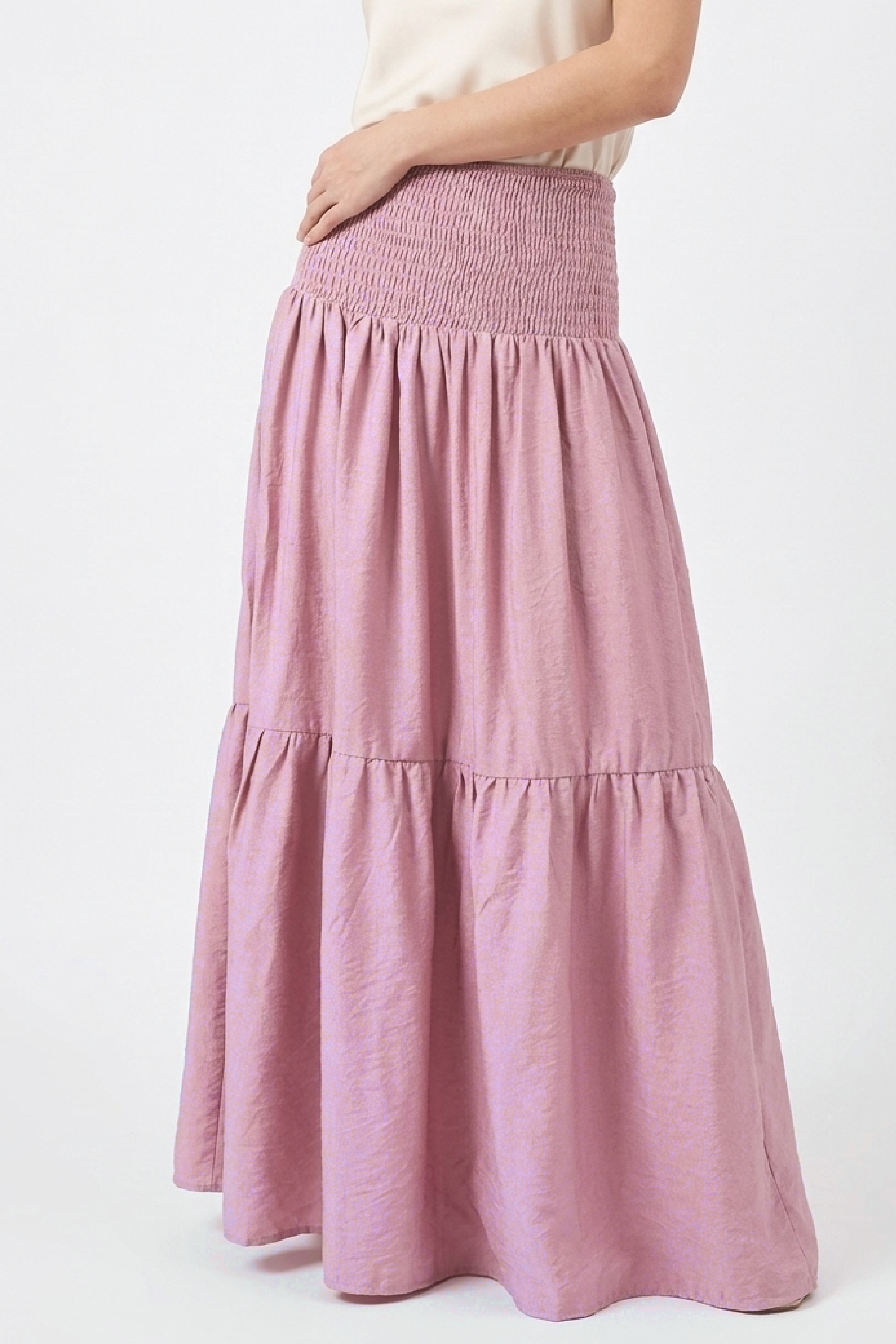 PTJ307029 falda drapeada color palo de rosa 