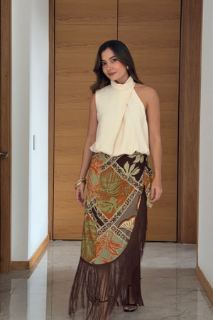 PTJ3076 falda con estampado y boleros 