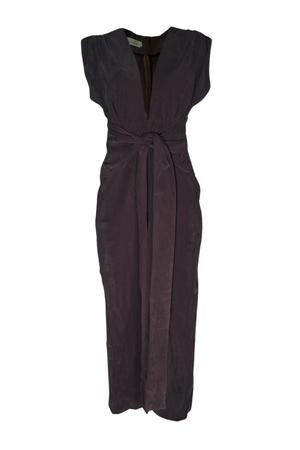 PTJ308212 vestido midi color café con lazos