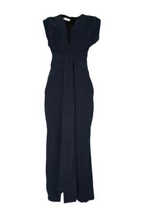 PTJ308212 vestido negro con lazos y escote profundo