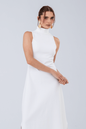 PTJ31662 vestido con cuello blanco