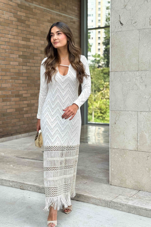 PTJ316933 vestido con flecos 