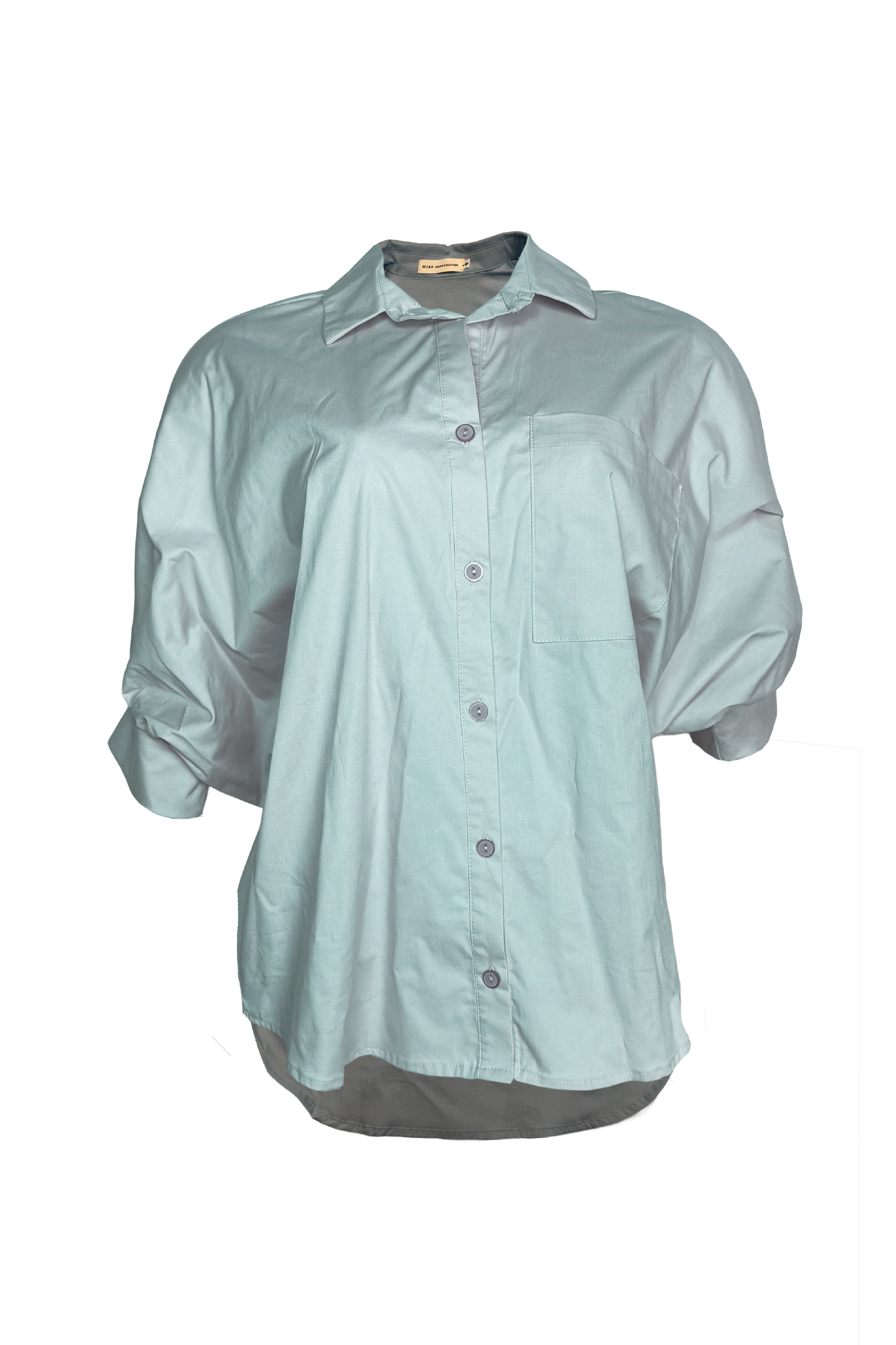 PTJ400709  blusa amplia con manga 3/4 color azul 