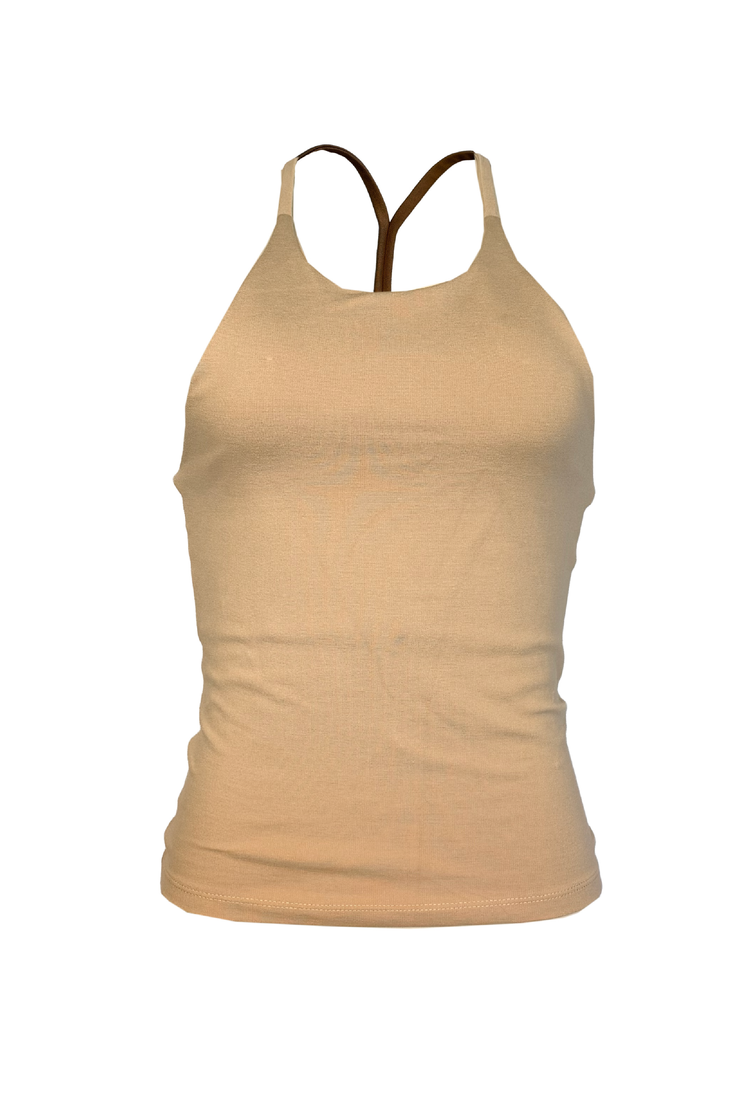 PTJ401529 blusa de tiras color arena