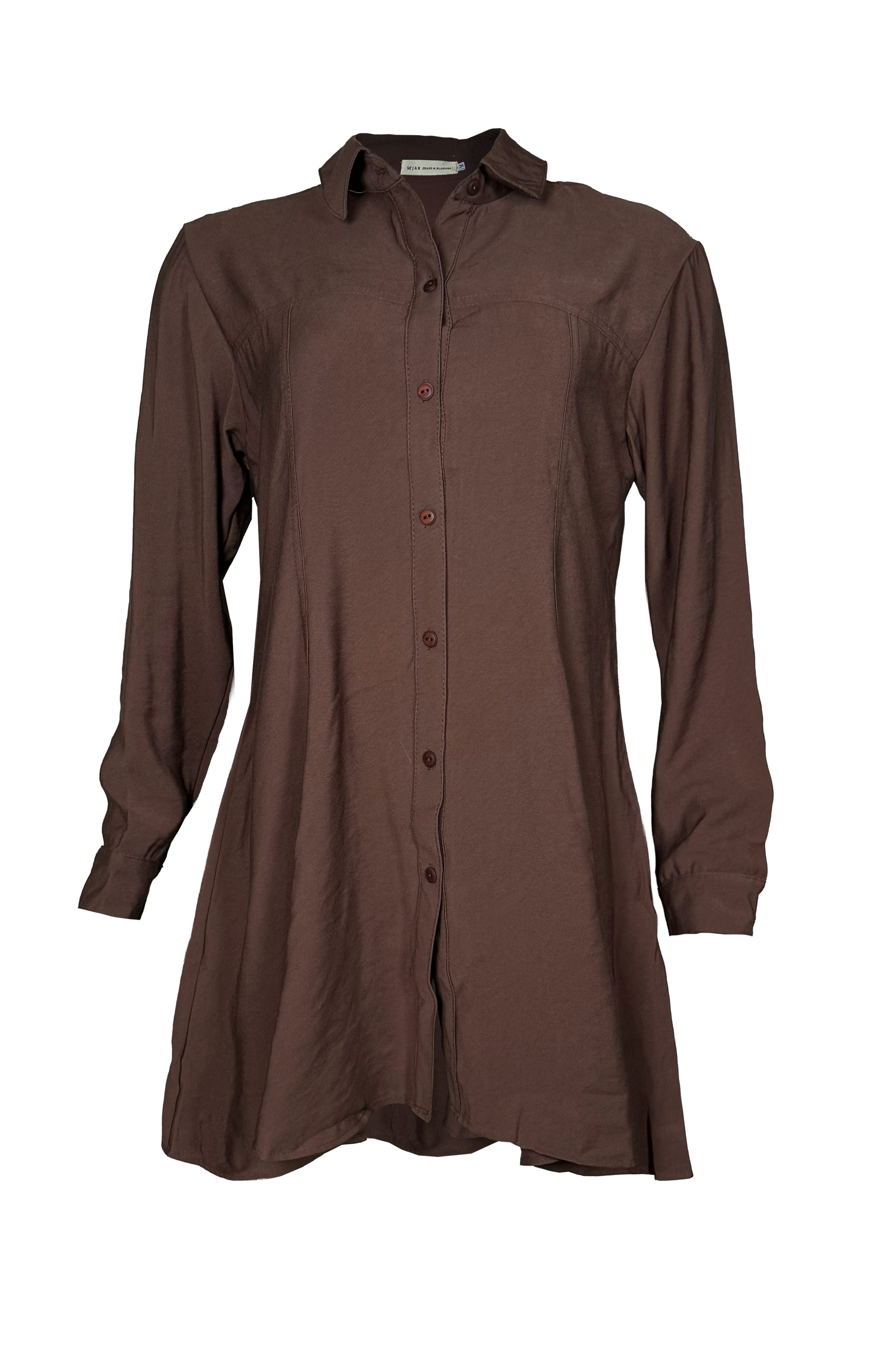 PTJ4021 vestido corto color café con mangas largas