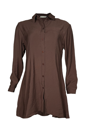 PTJ4021 vestido corto color café con mangas largas