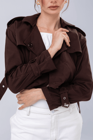 PTJ4037 chaqueta con bolsillos café