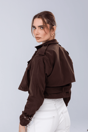 PTJ4037 chaqueta con bolsillos café