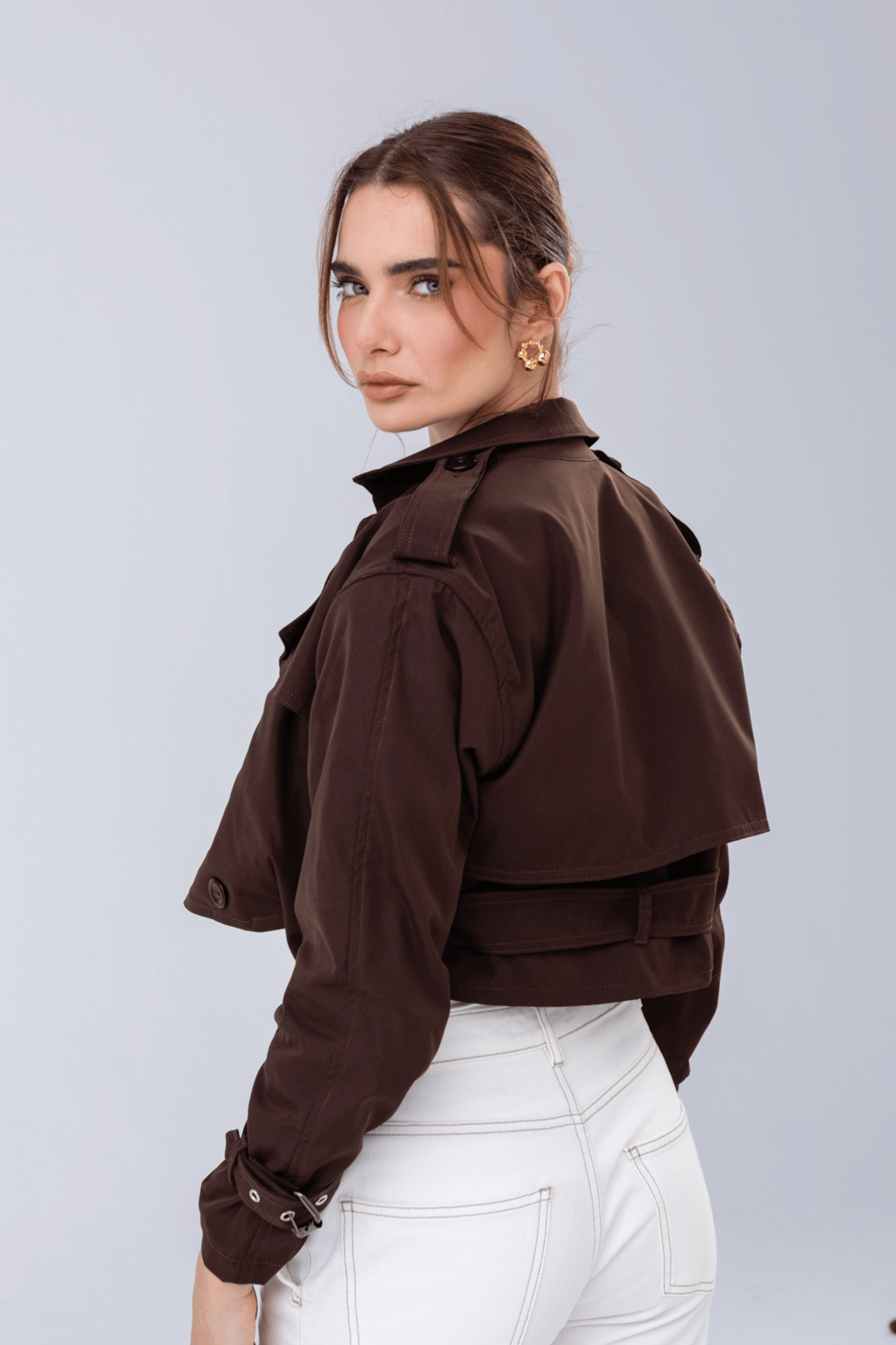 PTJ4037 chaqueta con bolsillos café
