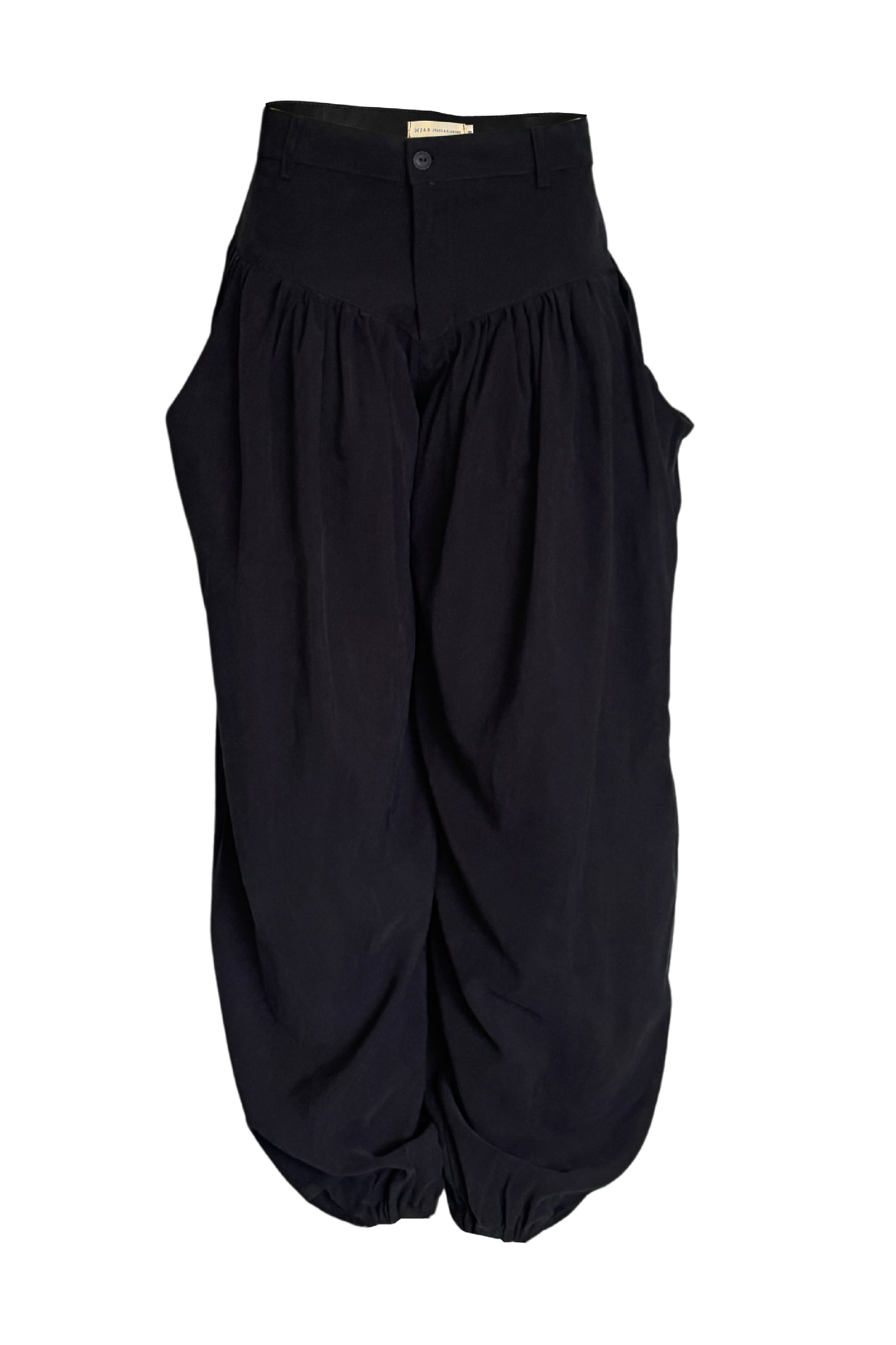 PTJ700536 pantalón negro con bolsillos y botón