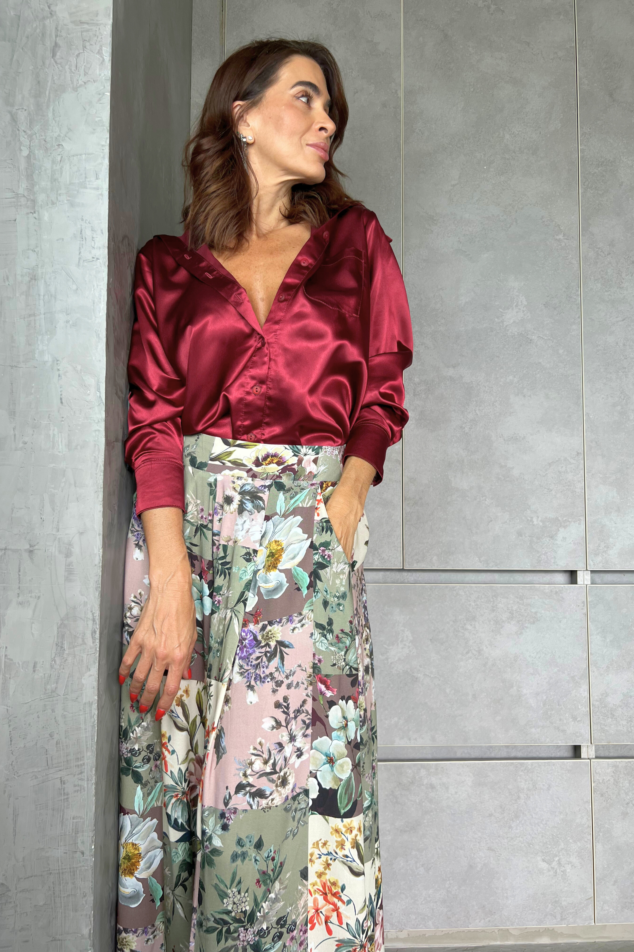 Pantalón palazzo con estampado floral