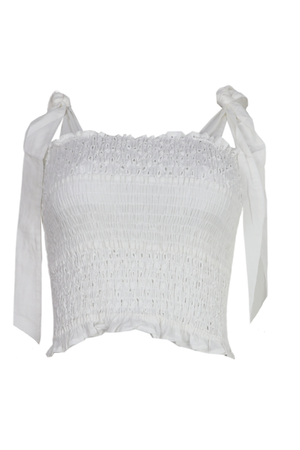 Blusa resortada con tiras color blanco