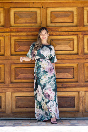 Vestido color petróleo con mangas cortas
