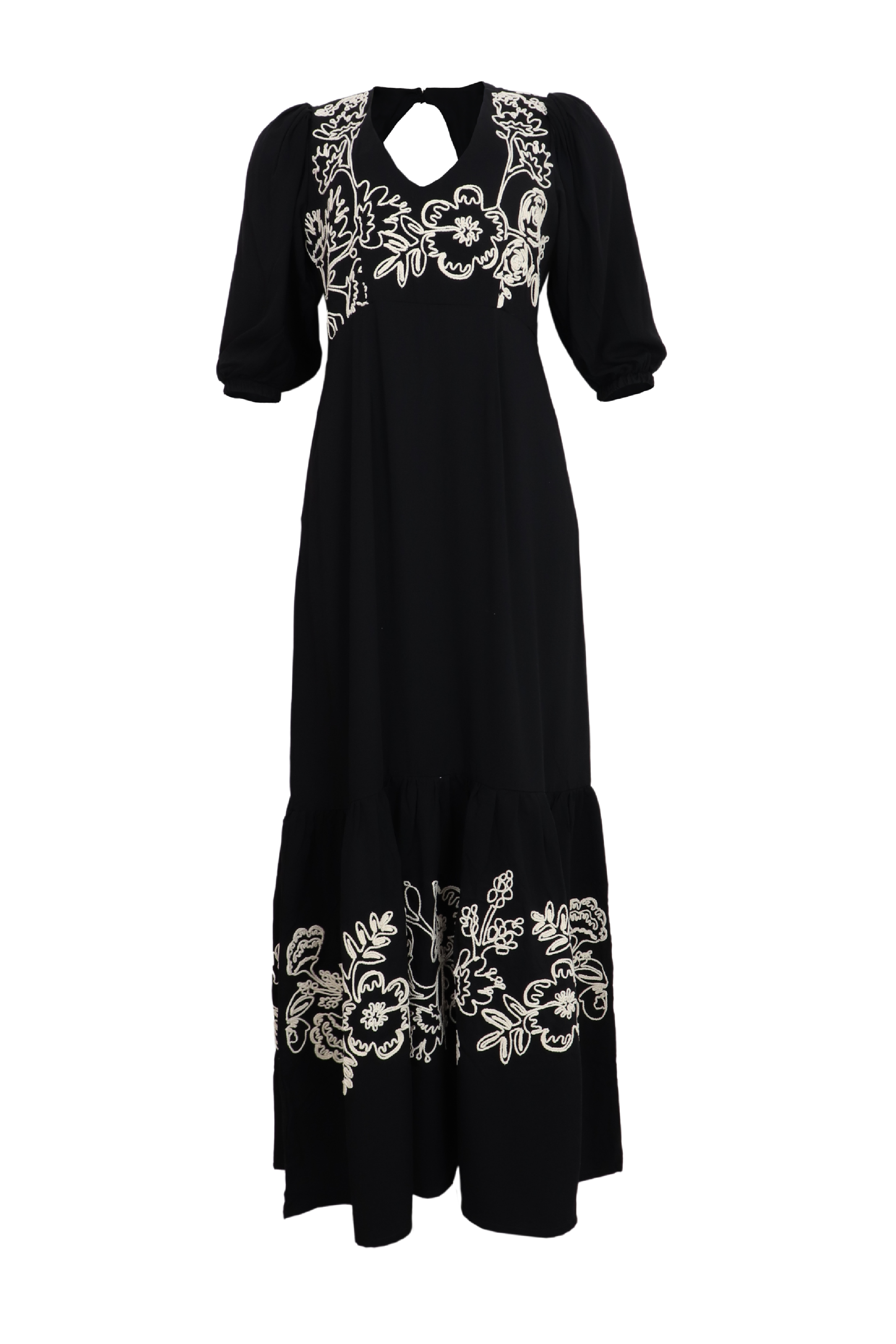 Vestido manga 3/4 con bordado