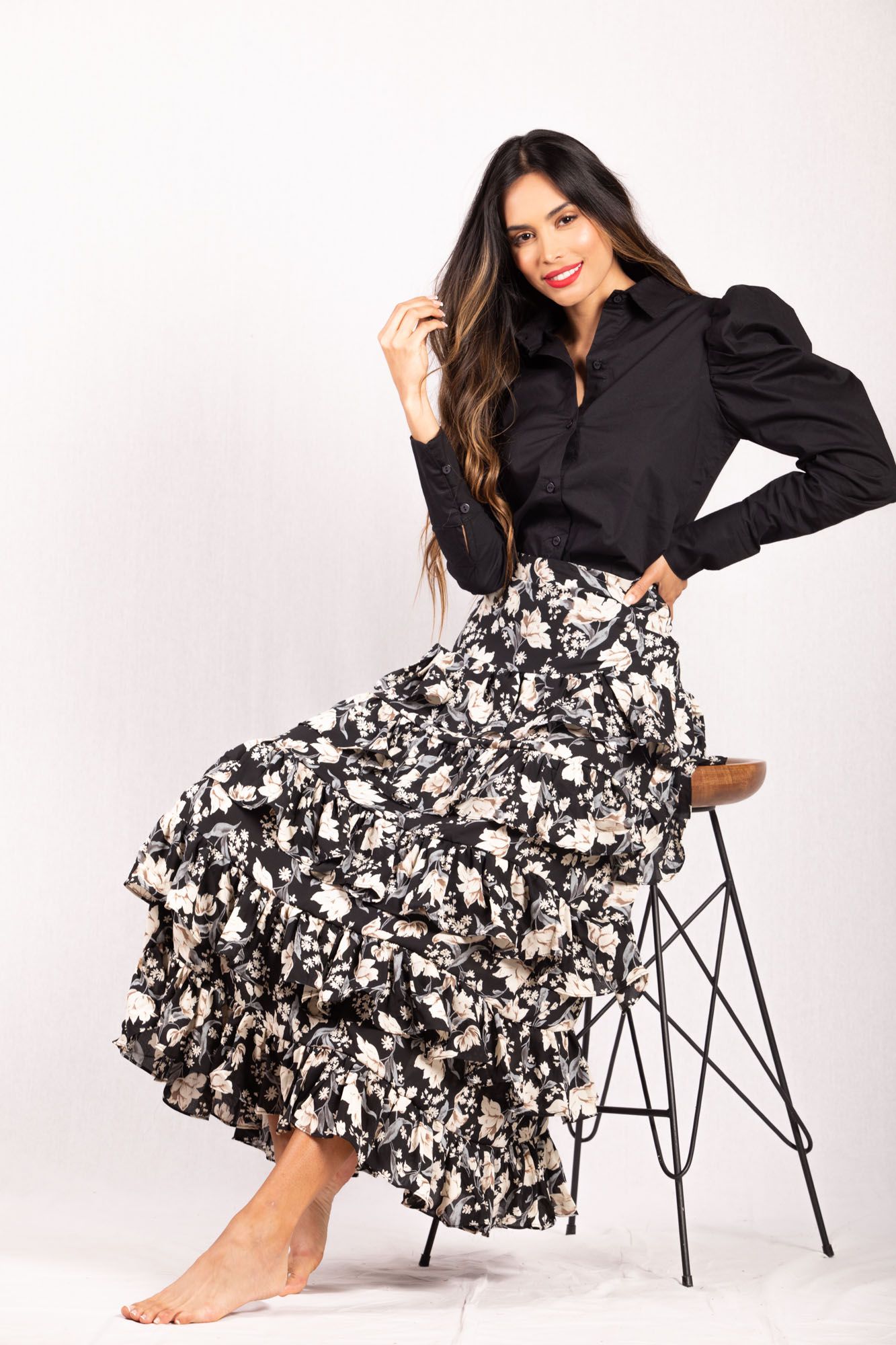 Falda Larga Estampado Flores