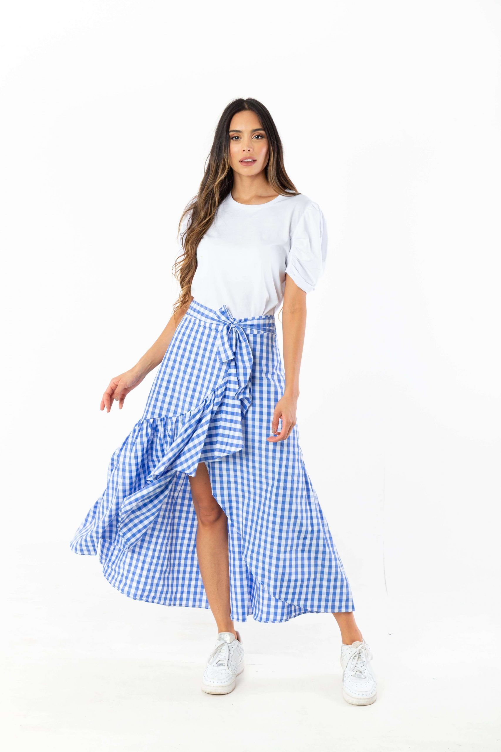 Falda Larga Estampado Cuadros