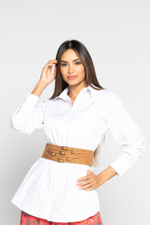 Camisa larga con cinturón