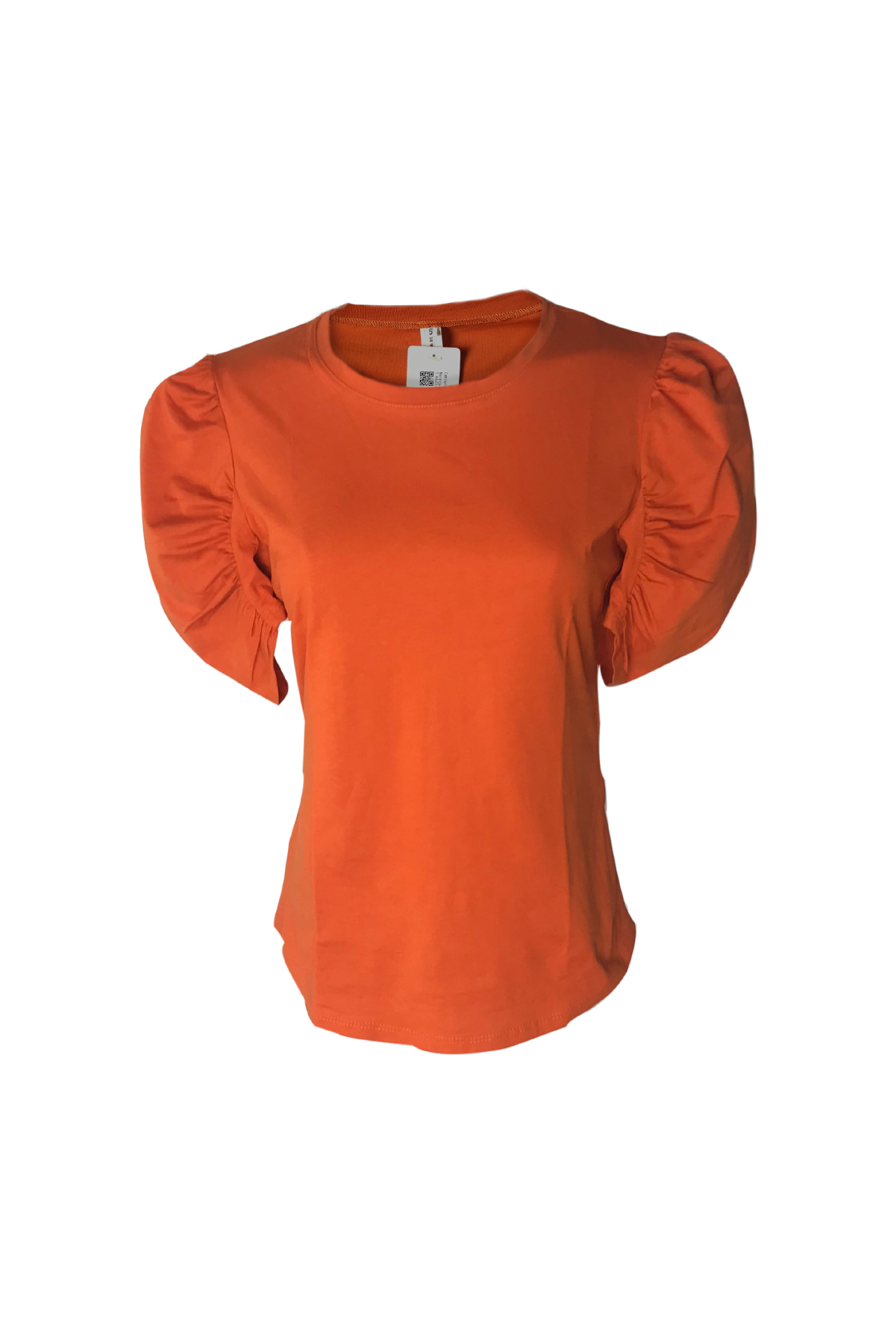 blusa naranja con mangas puff para mujer