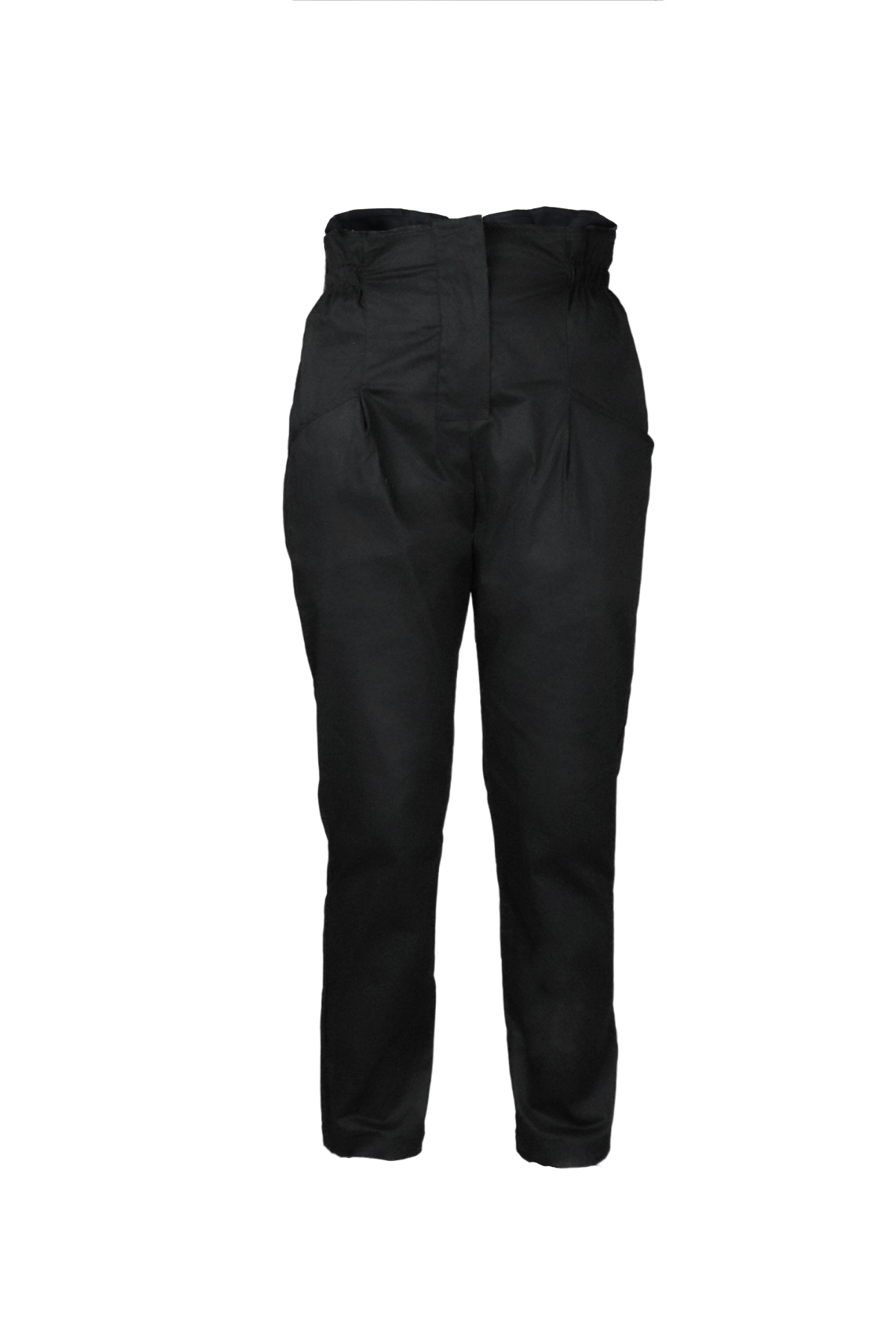 Pantalón tipo paper bag negro.